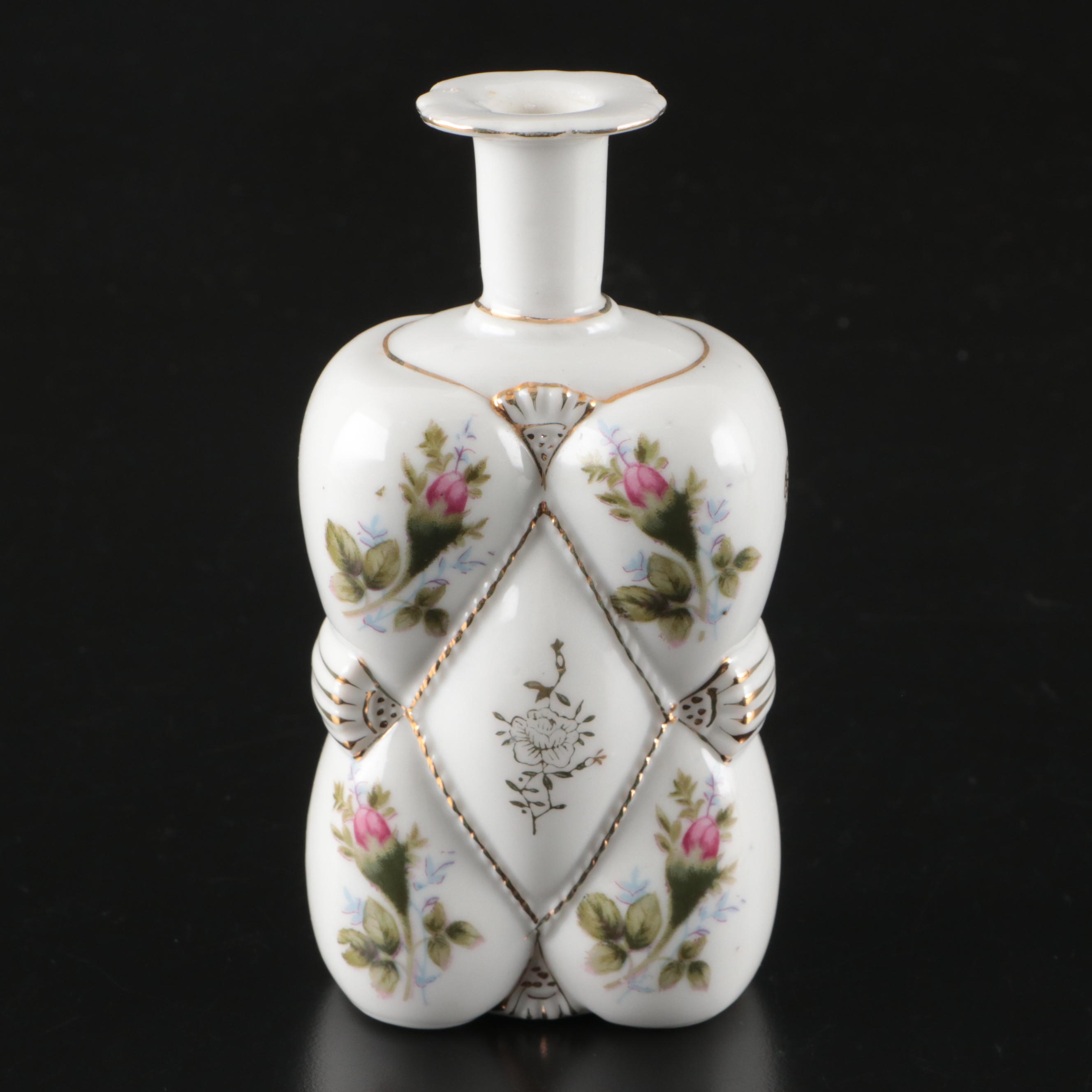 Haviland Limoges Chantilly Porcelain Flask & Japanese Fern Quilted Bottle