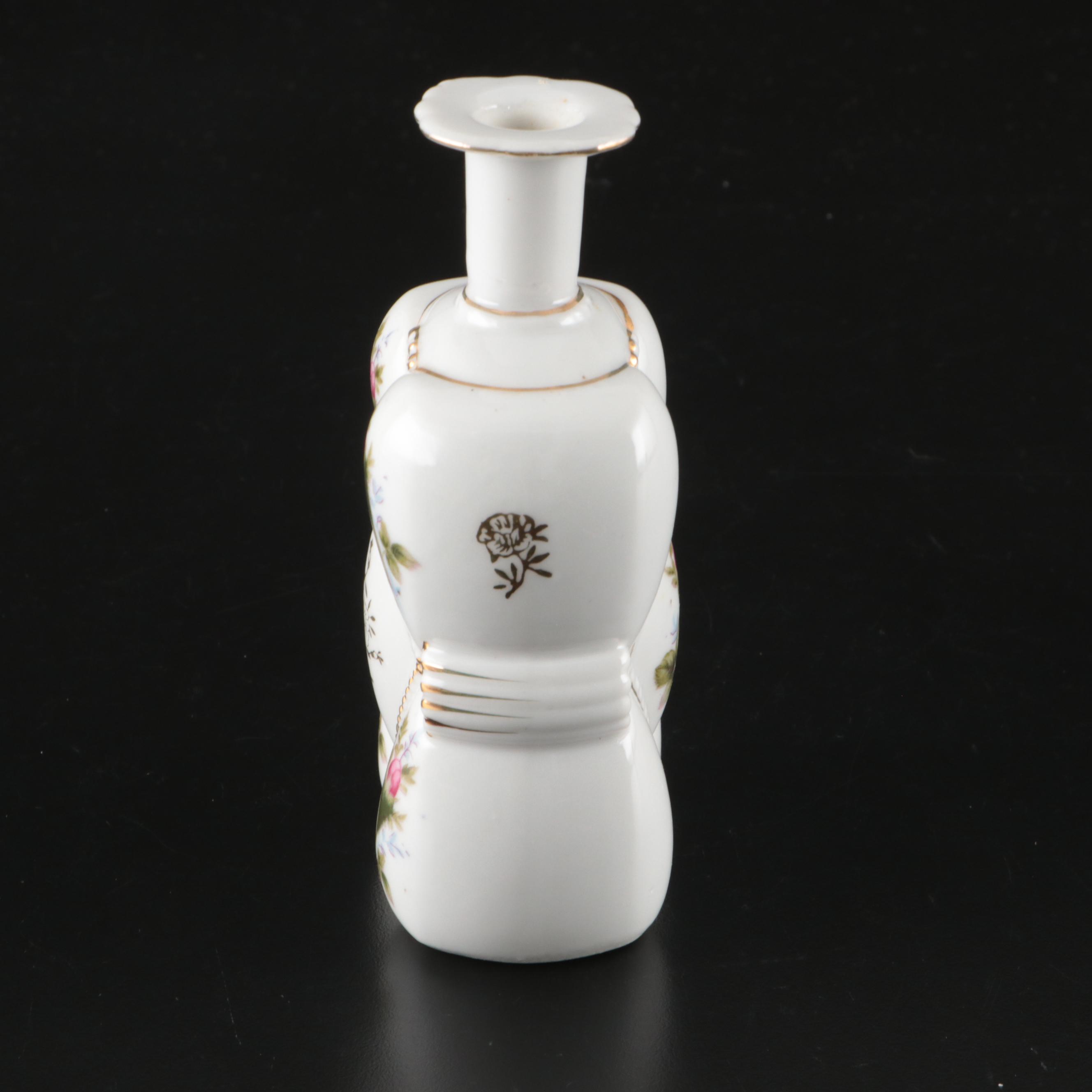 Haviland Limoges Chantilly Porcelain Flask & Japanese Fern Quilted Bottle