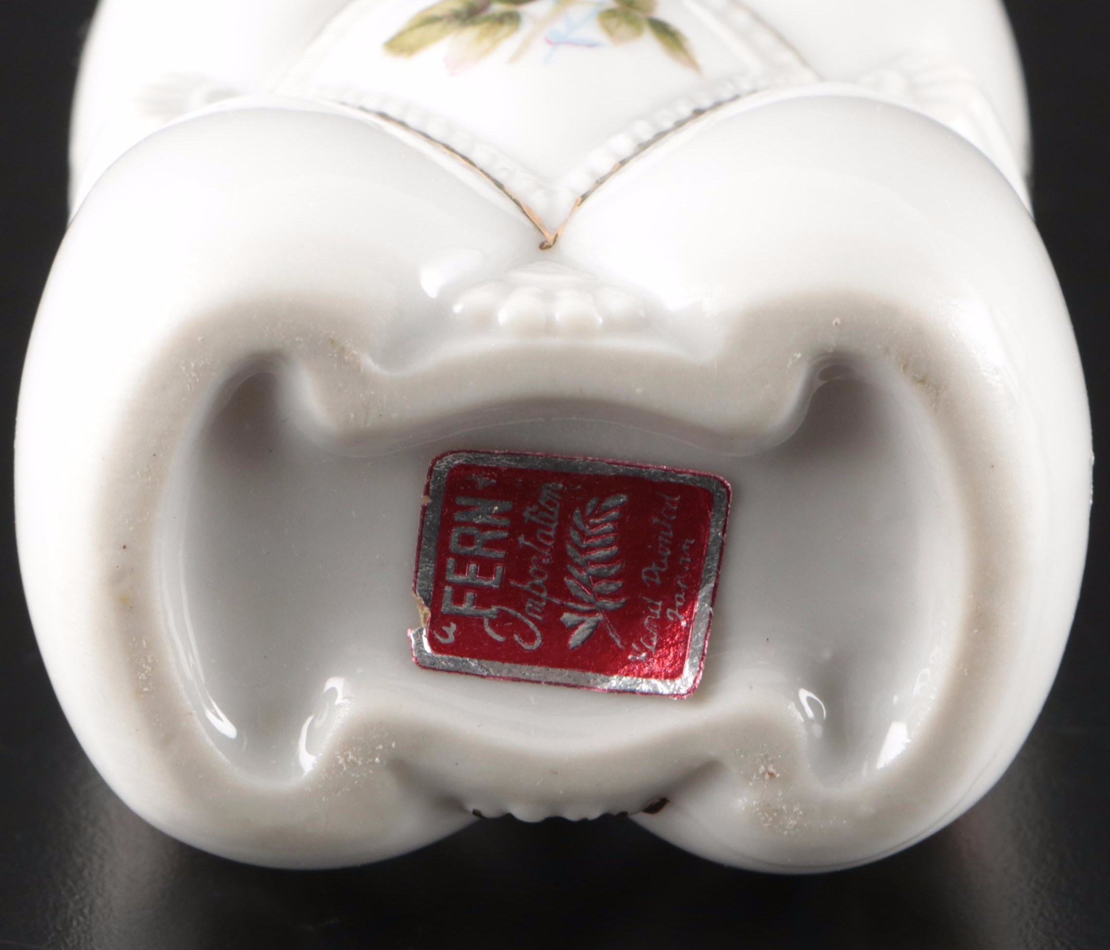 Haviland Limoges Chantilly Porcelain Flask & Japanese Fern Quilted Bottle