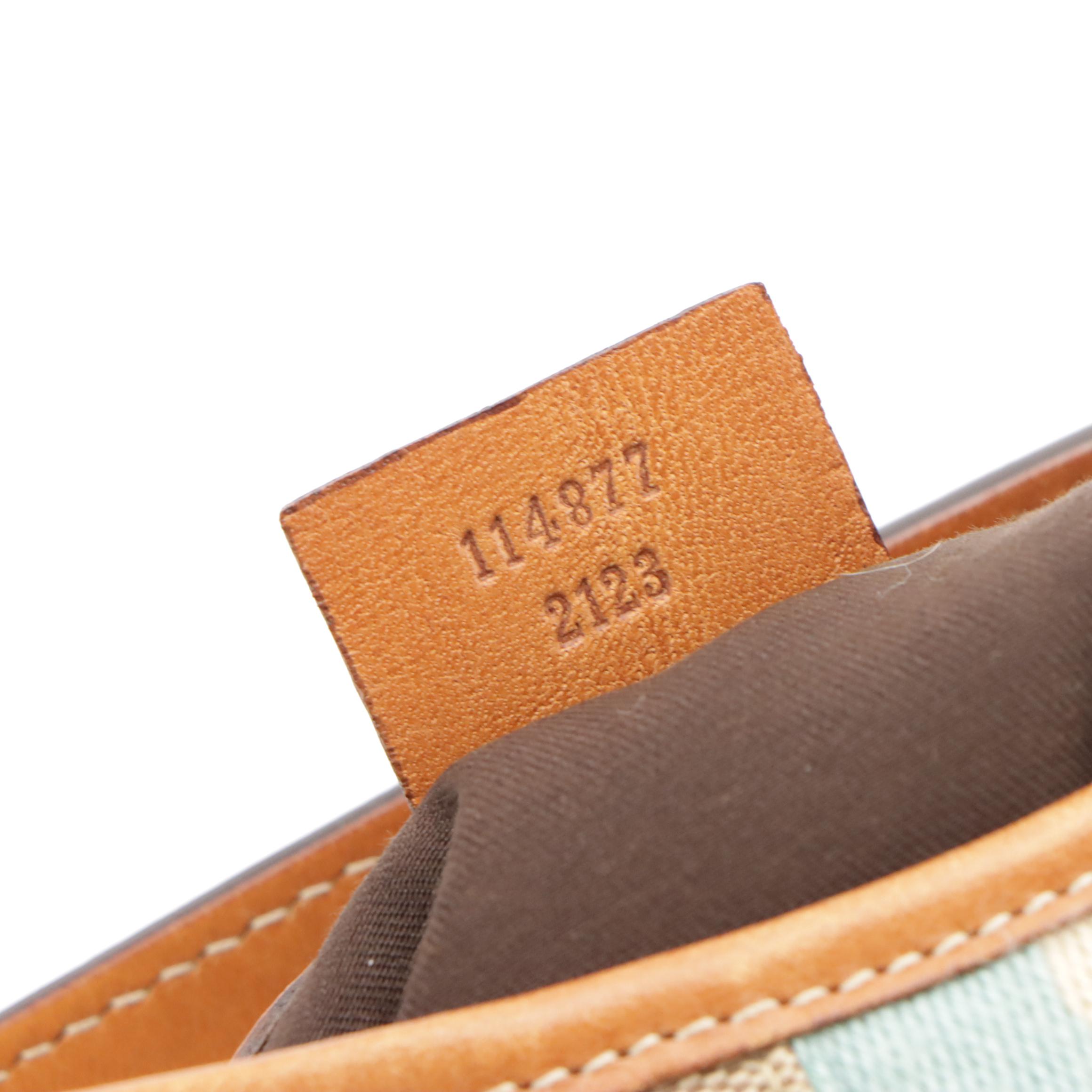 Gucci Reins Hobo Shoulder Bag in Beige Canvas, Blue Web Stripe and Brown Leather