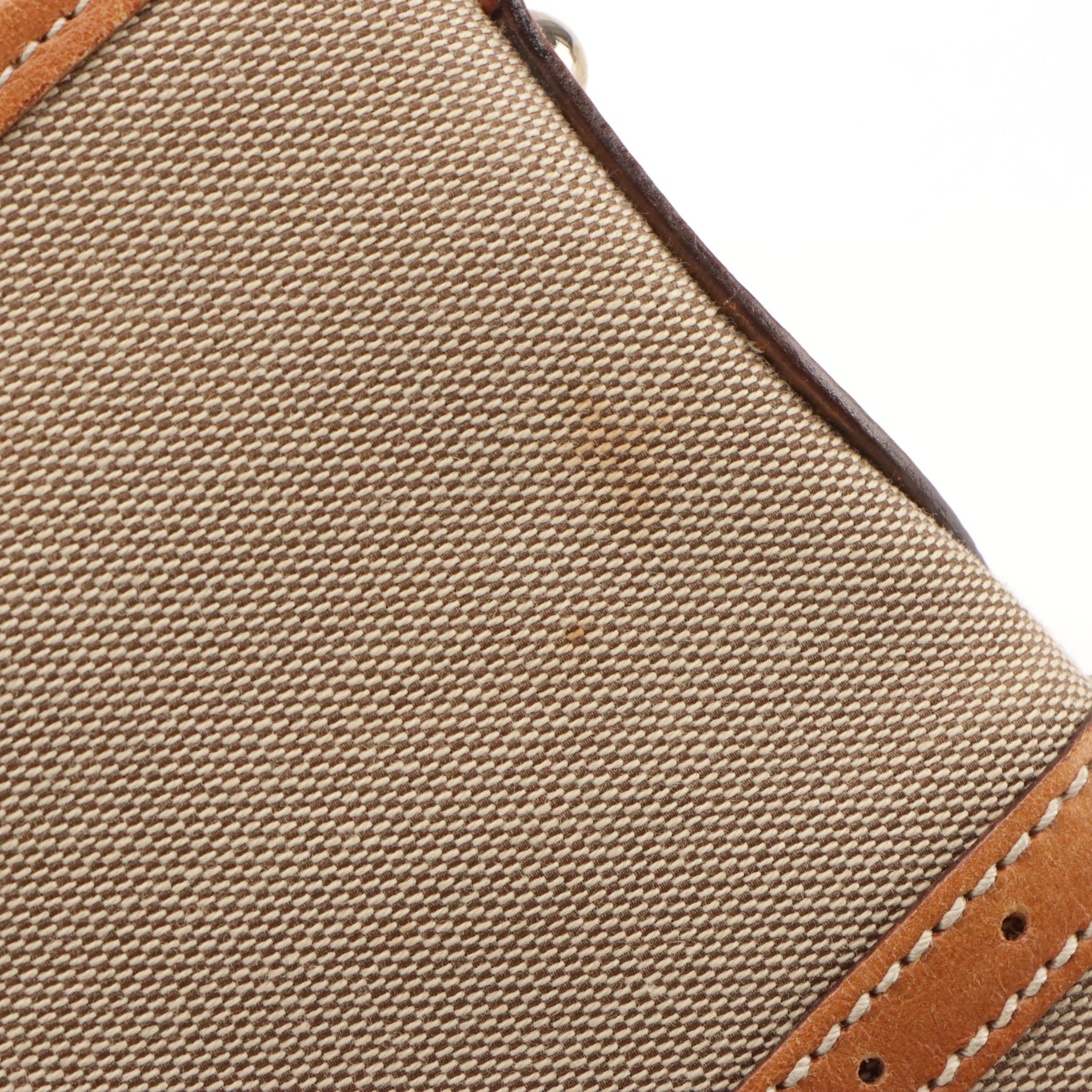 Gucci Reins Hobo Shoulder Bag in Beige Canvas, Blue Web Stripe and Brown Leather