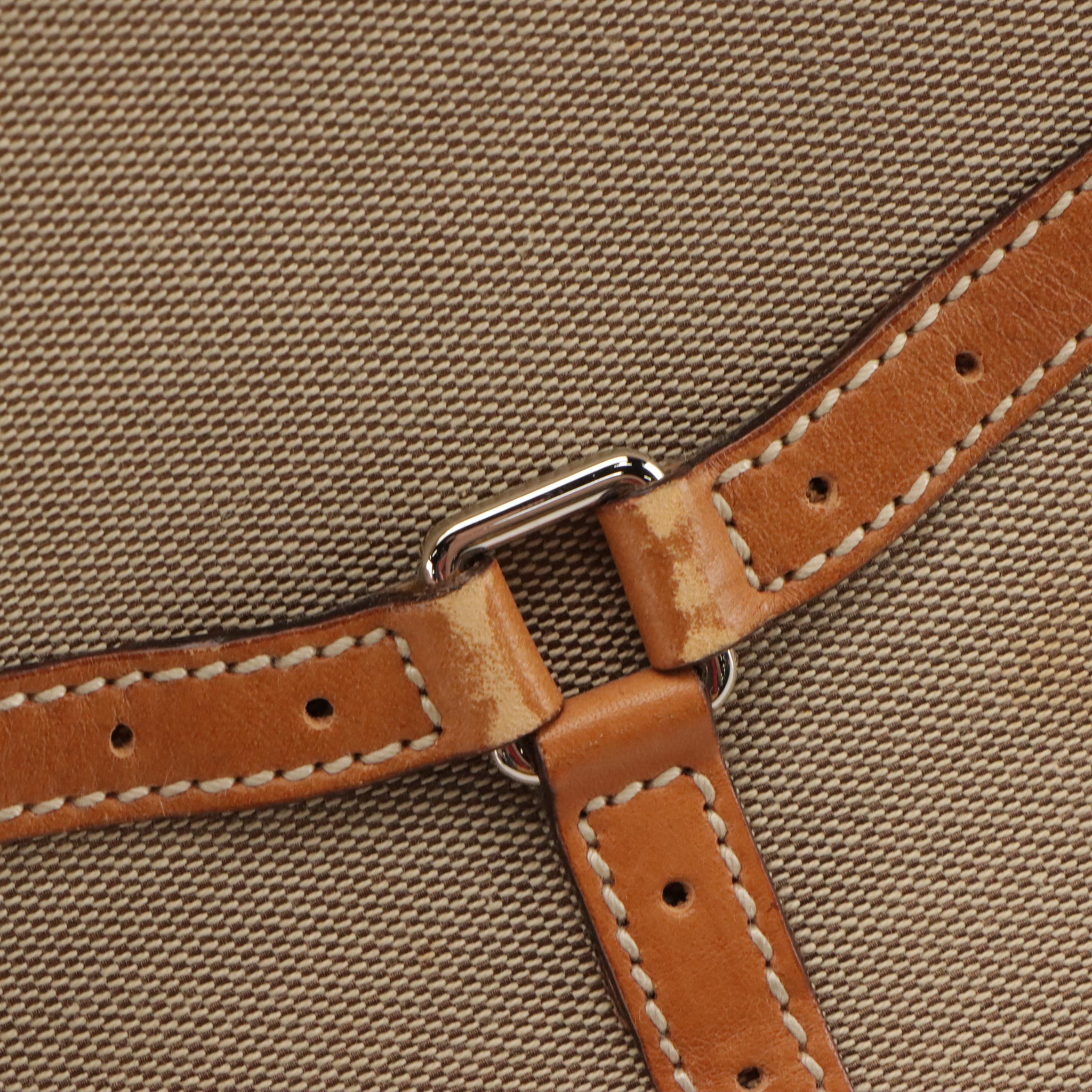 Gucci Reins Hobo Shoulder Bag in Beige Canvas, Blue Web Stripe and Brown Leather