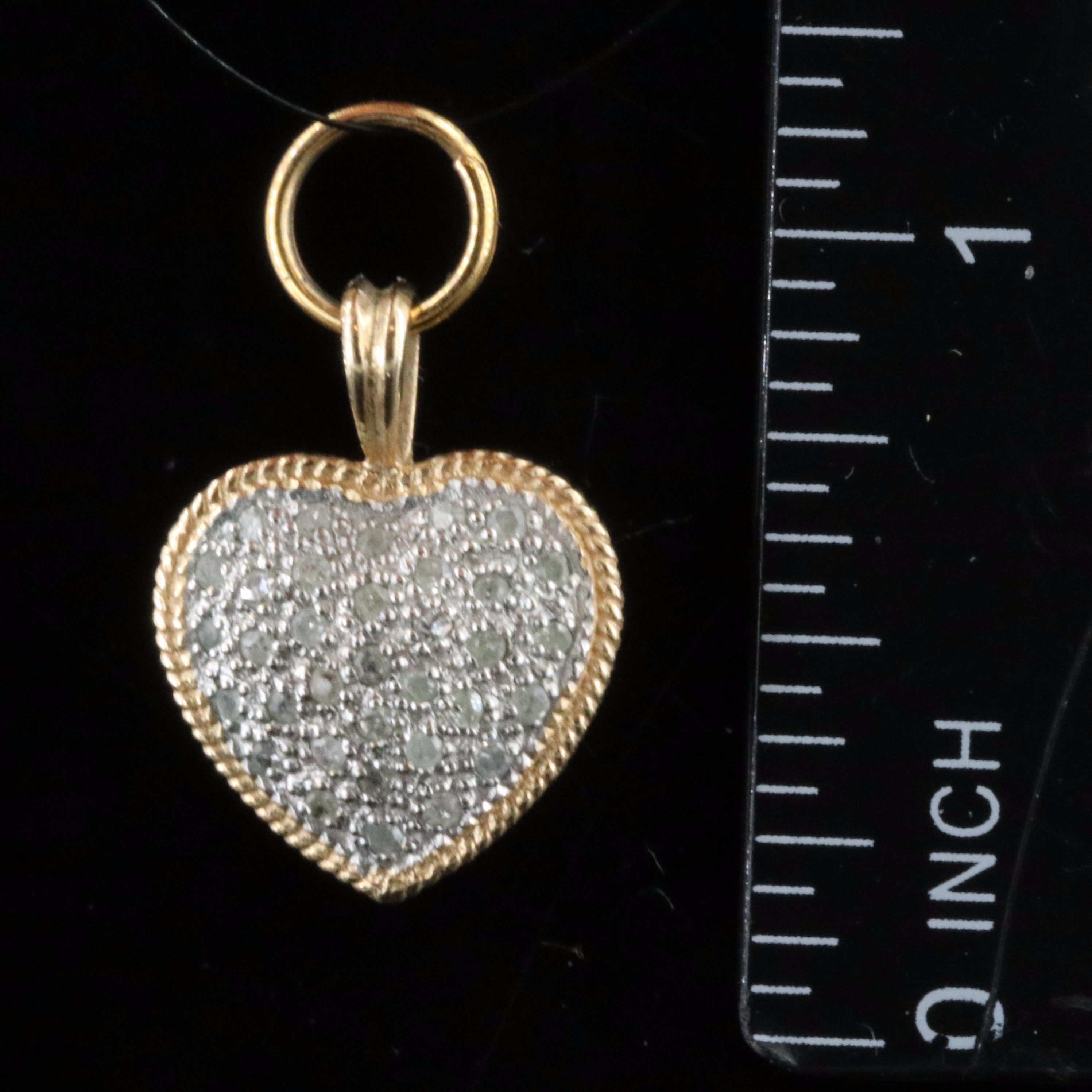 10K Diamond Pave Heart Enhancer Pendant