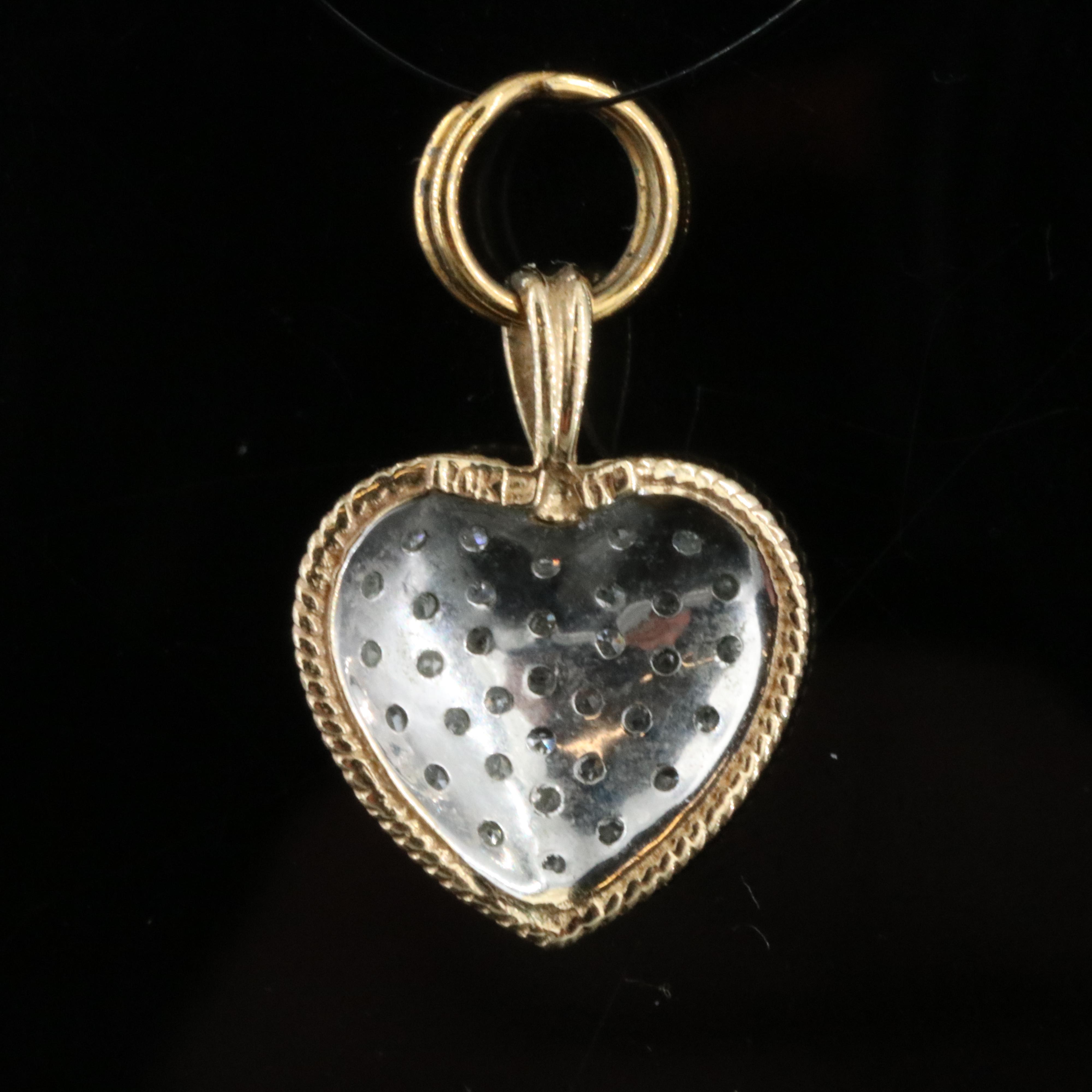 10K Diamond Pave Heart Enhancer Pendant