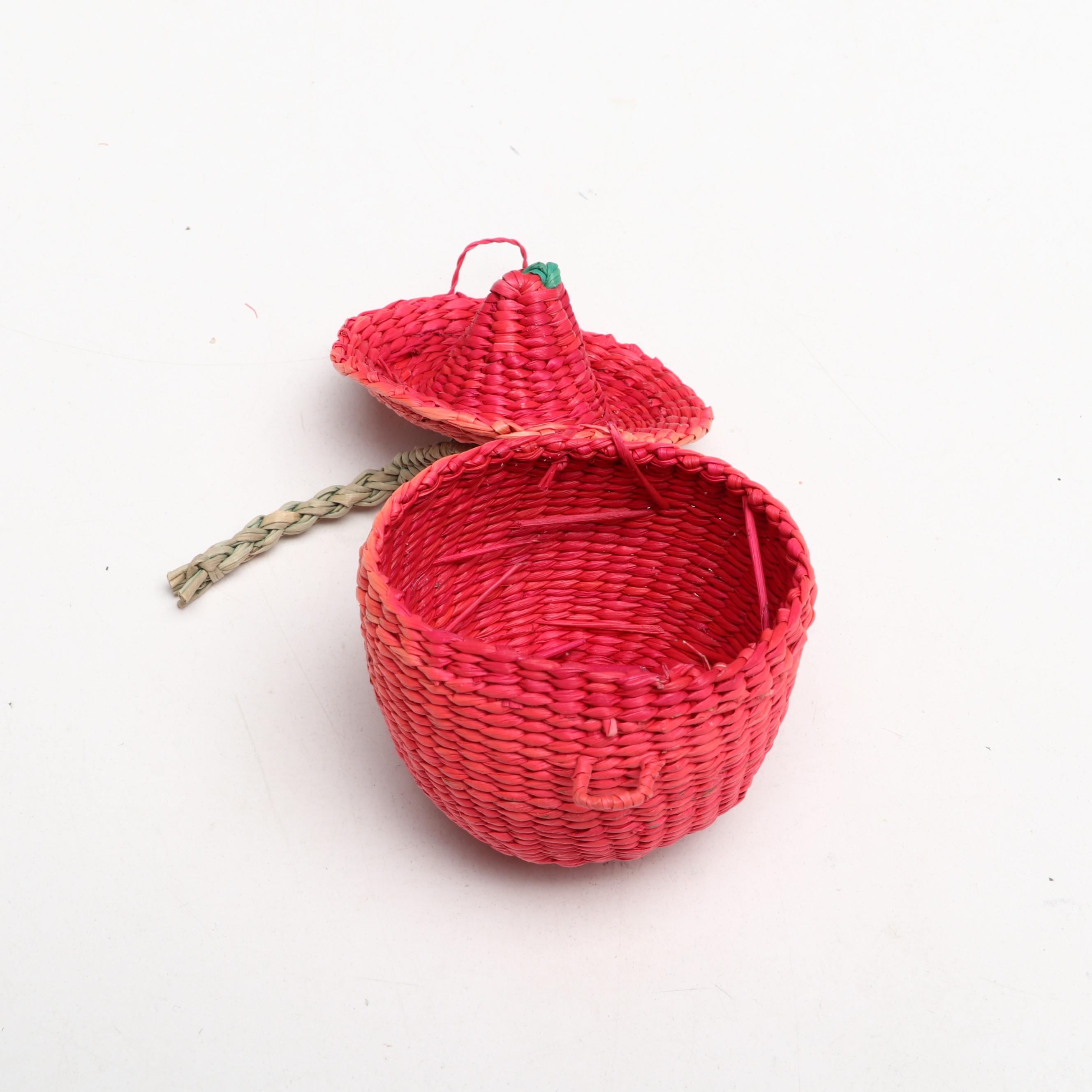 Dyed and Natural Woven Seagrass Gourds, Acorns and More with Reed Bowl