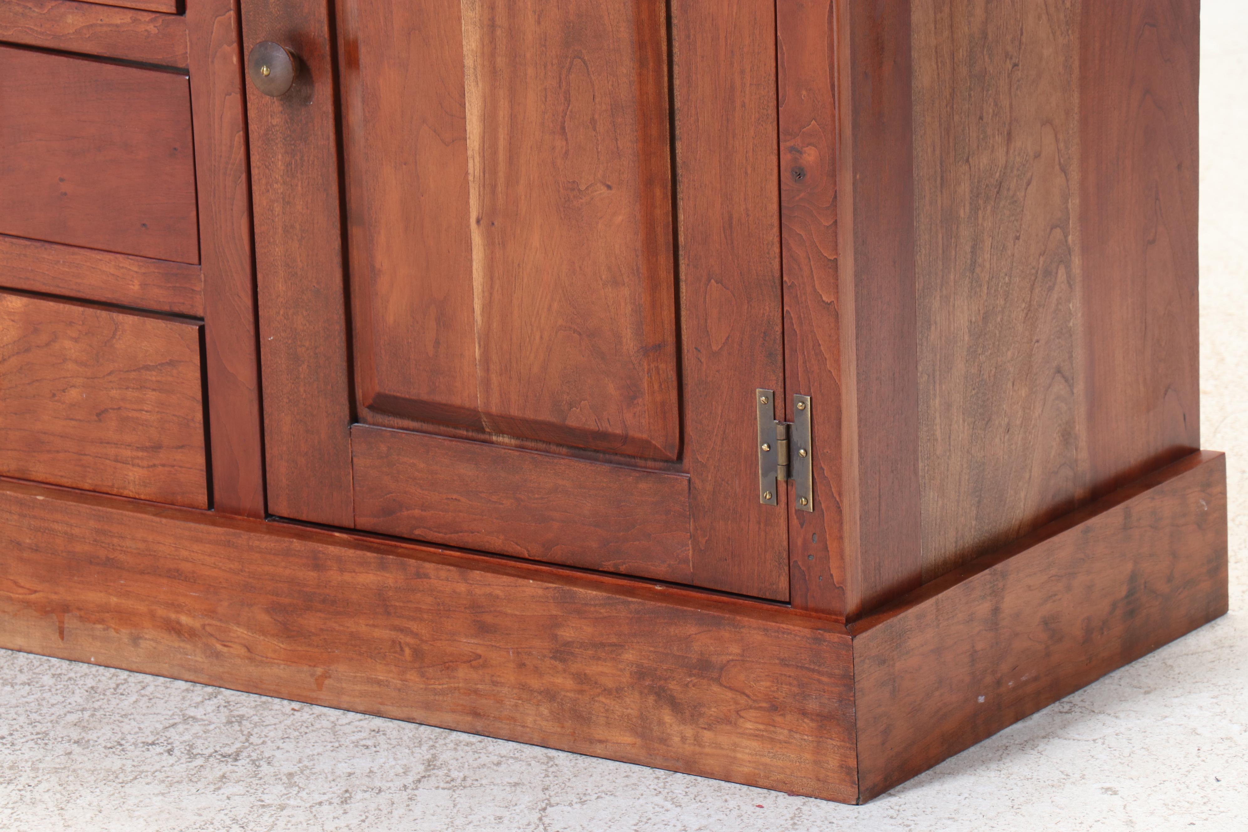 American Primitive Style Marble Top Cherry Buffet Cabinet, Late 20th Century