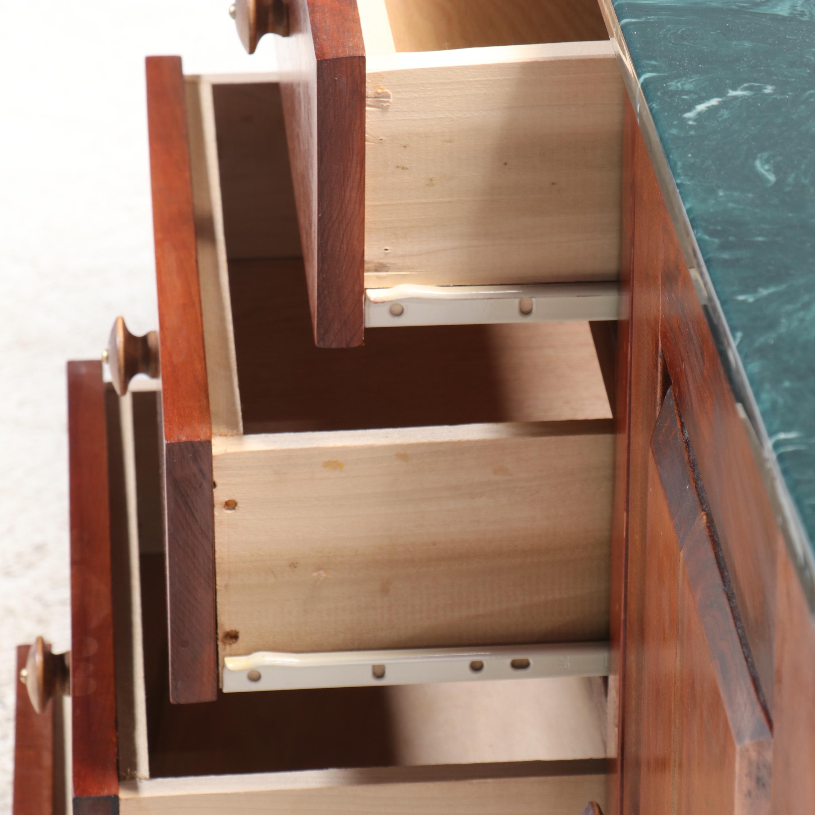 American Primitive Style Marble Top Cherry Buffet Cabinet, Late 20th Century