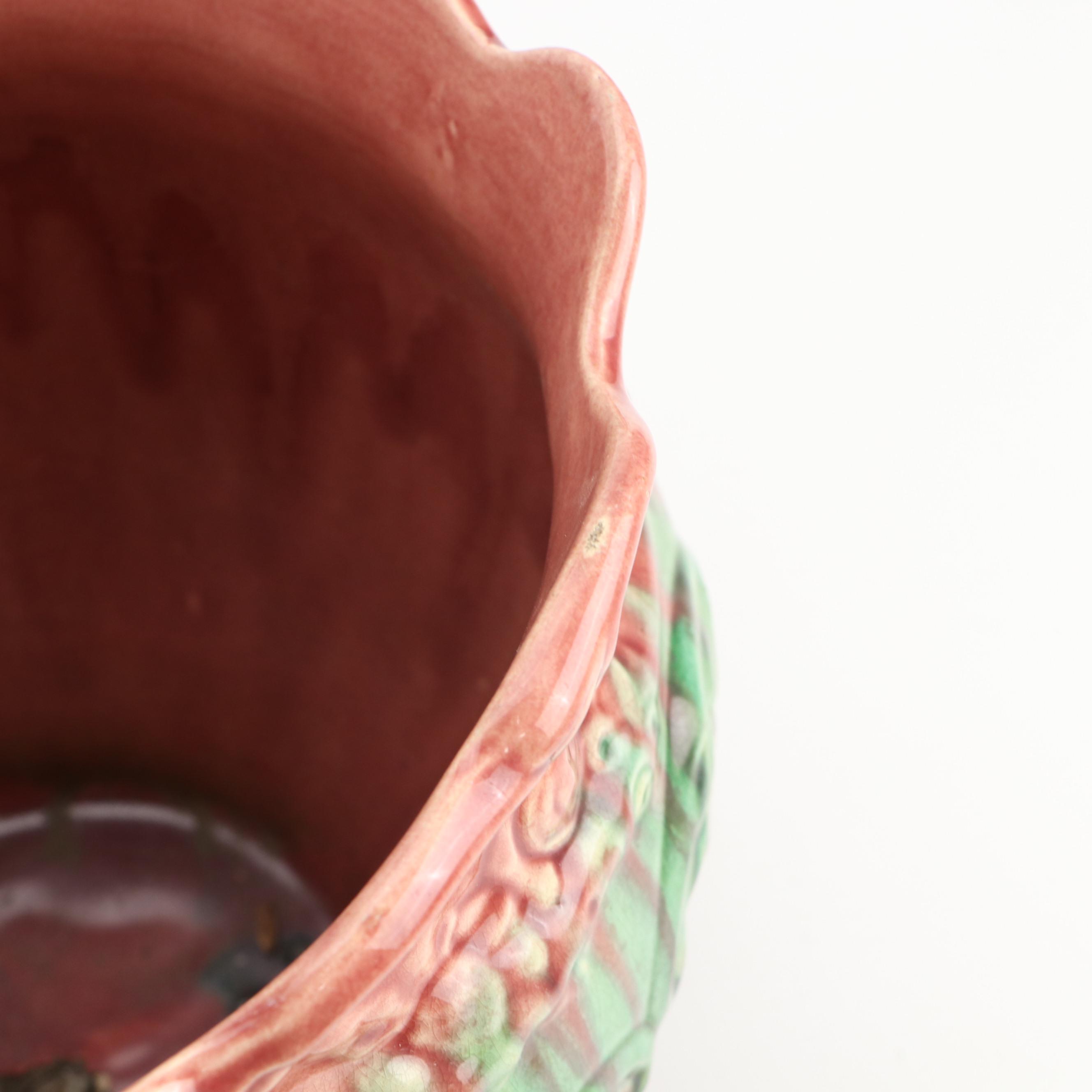 Weller Pottery Majolica Jardinière with Planter Pedestal