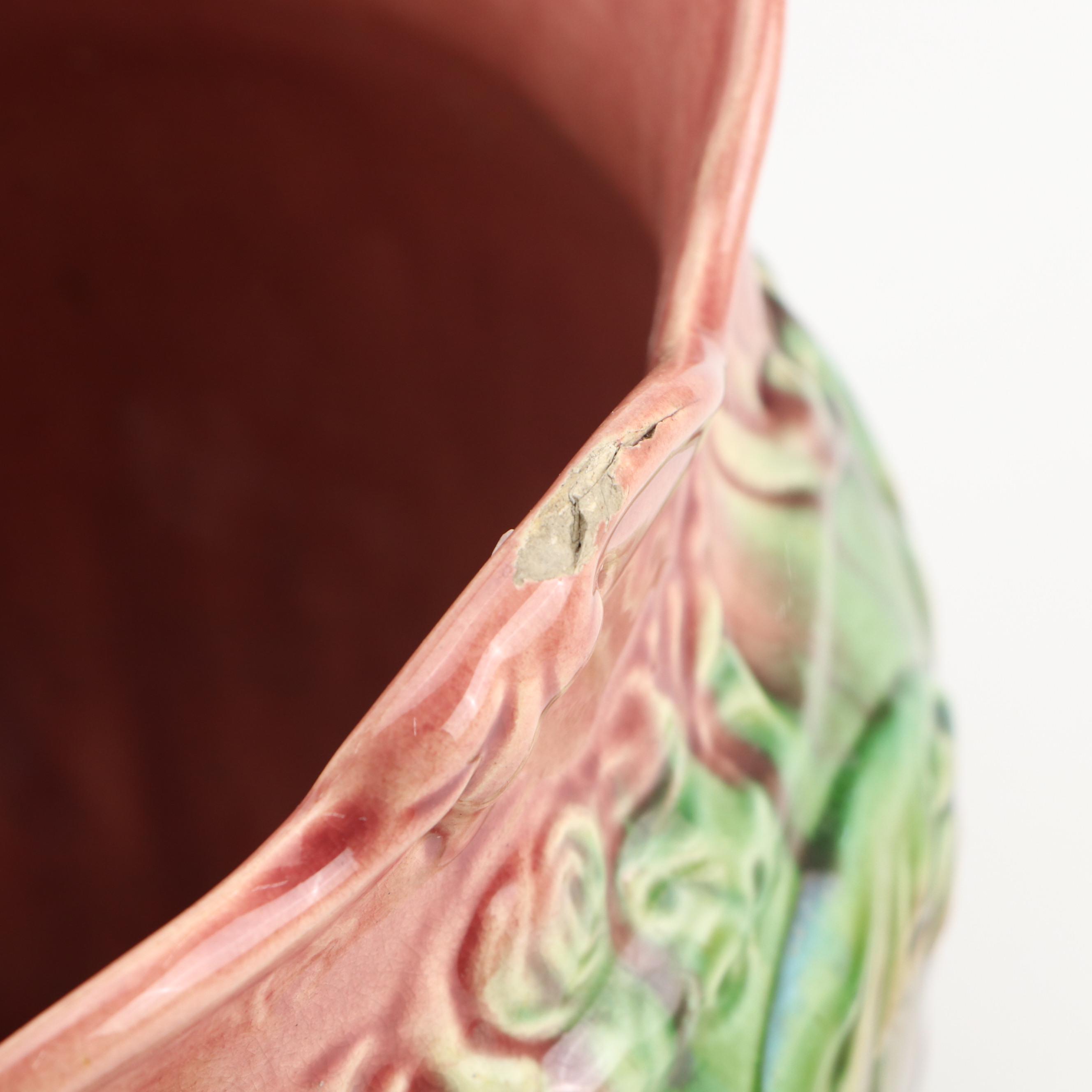 Weller Pottery Majolica Jardinière with Planter Pedestal