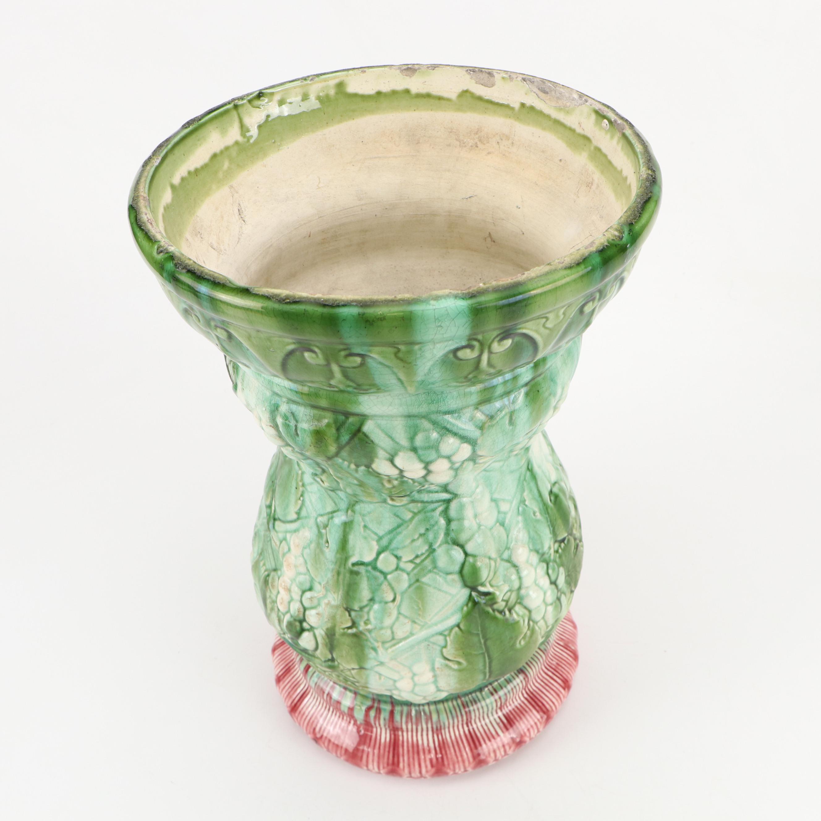 Weller Pottery Majolica Jardinière with Planter Pedestal