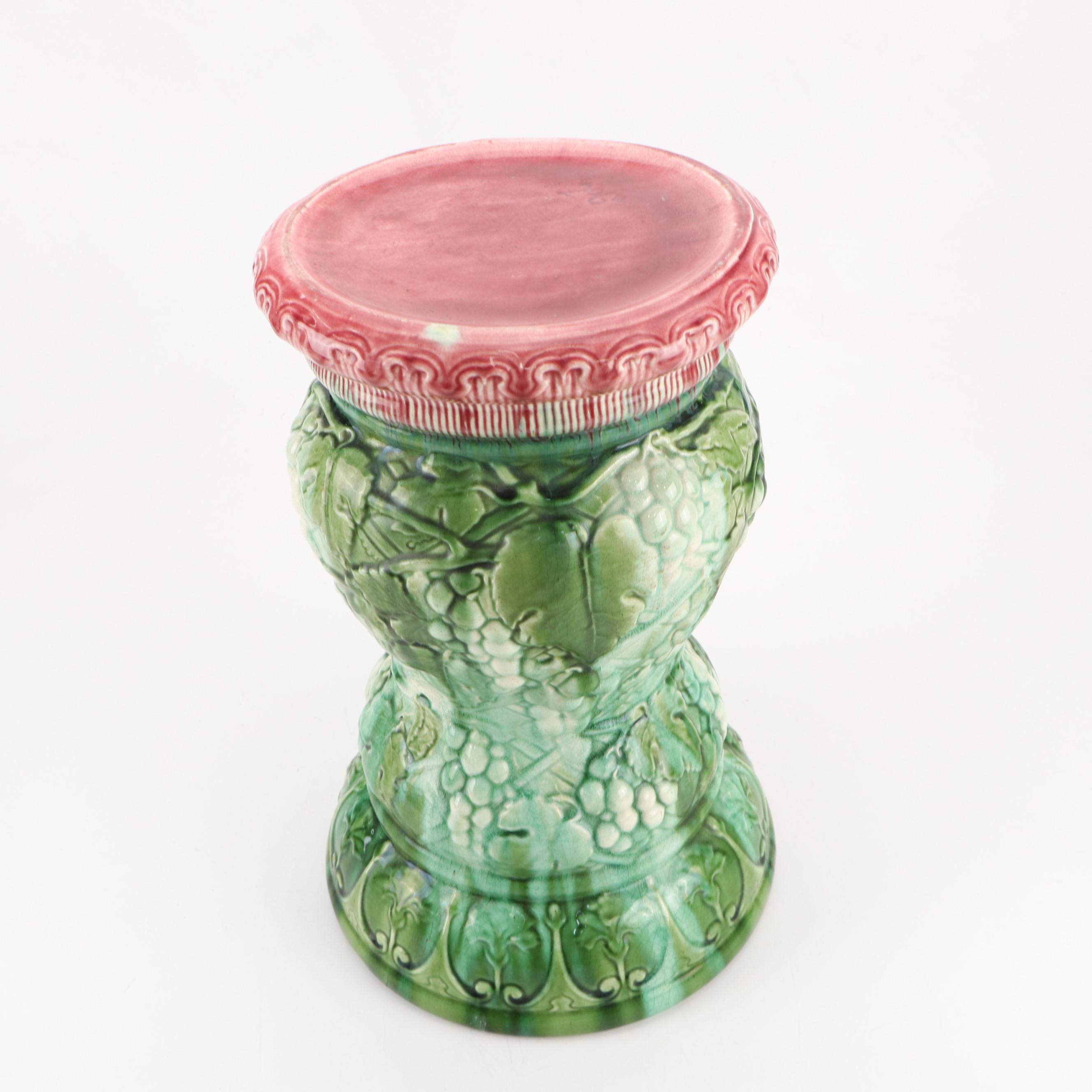 Weller Pottery Majolica Jardinière with Planter Pedestal