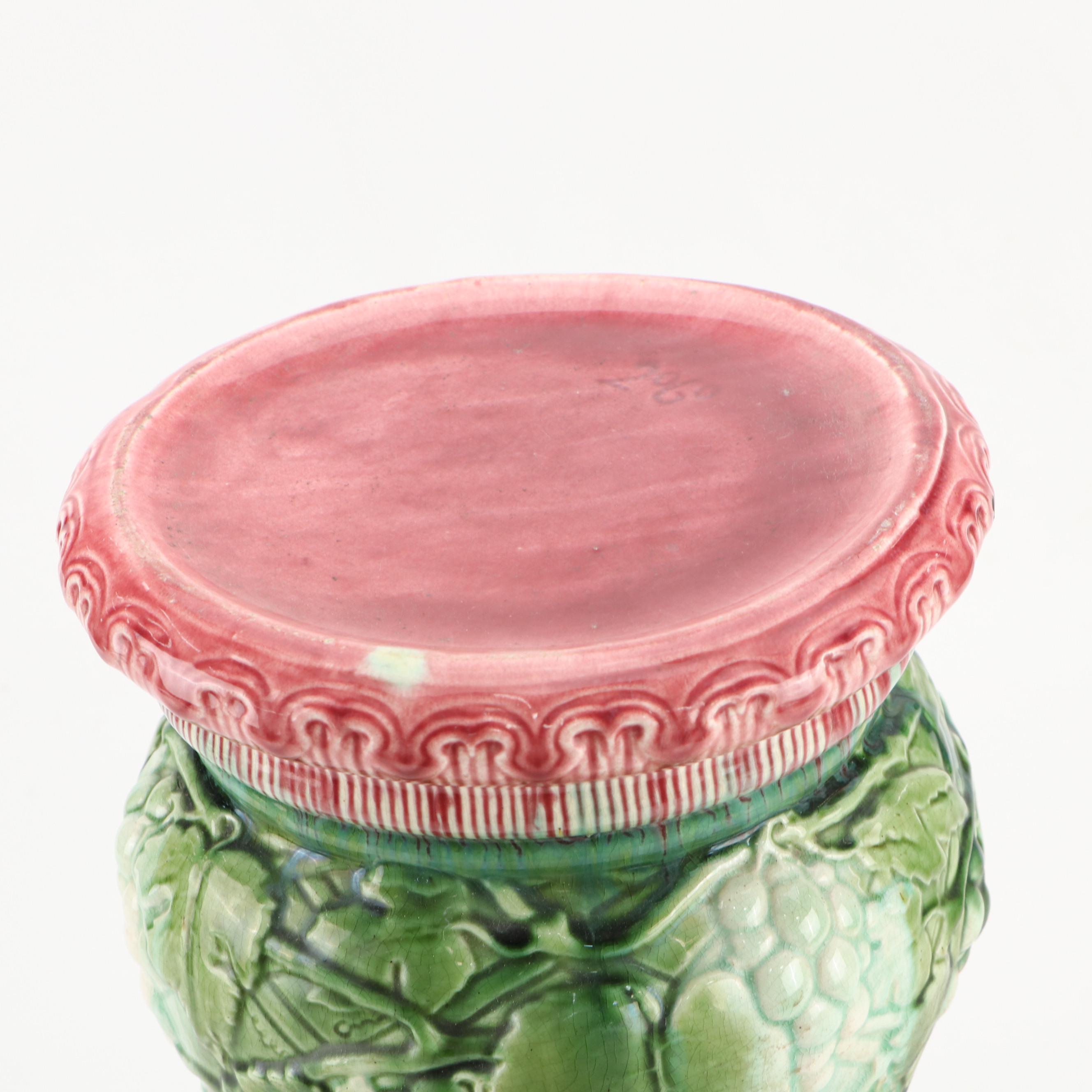 Weller Pottery Majolica Jardinière with Planter Pedestal