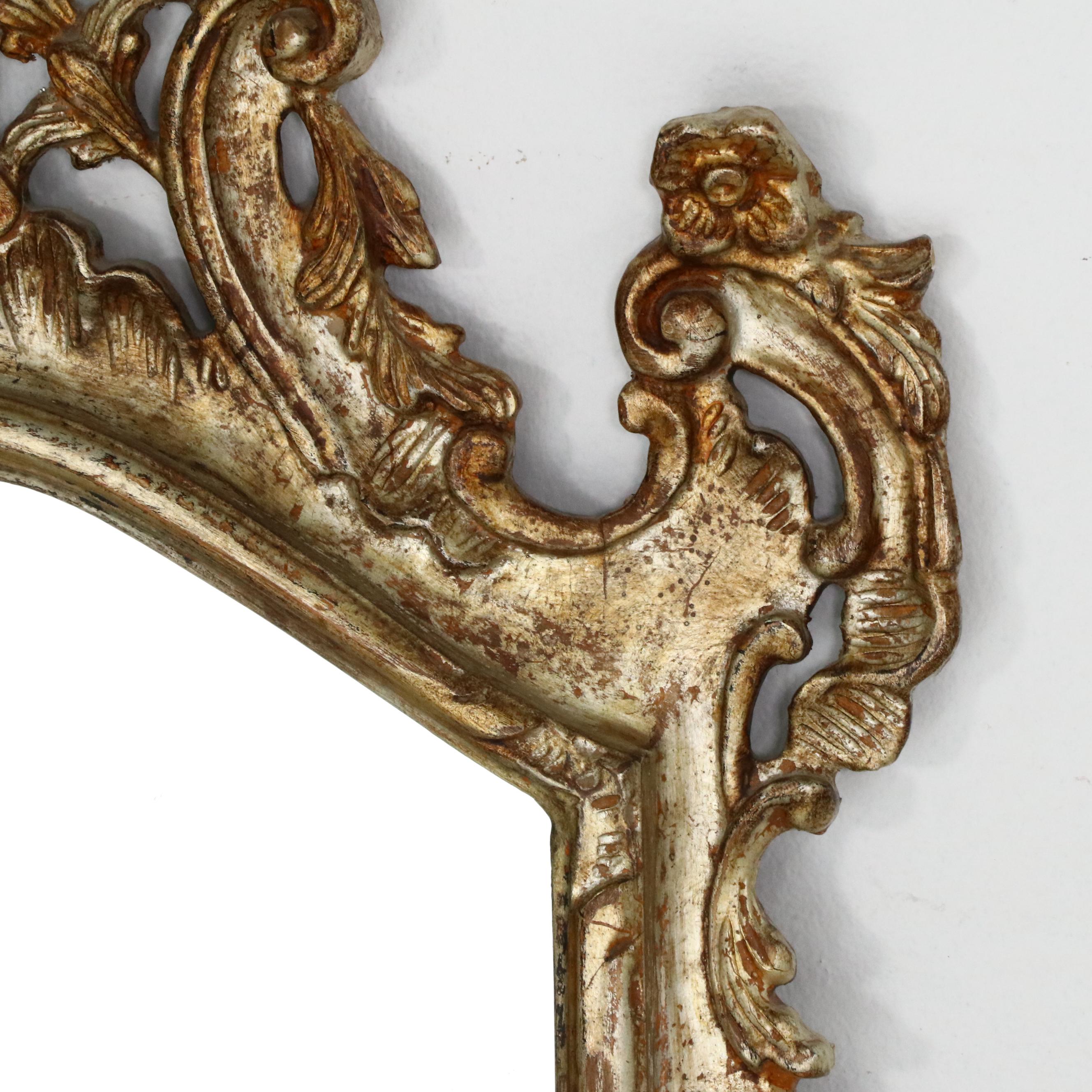 Italian Rococo Style Giltwood and Gesso Wall Mirror, Antique