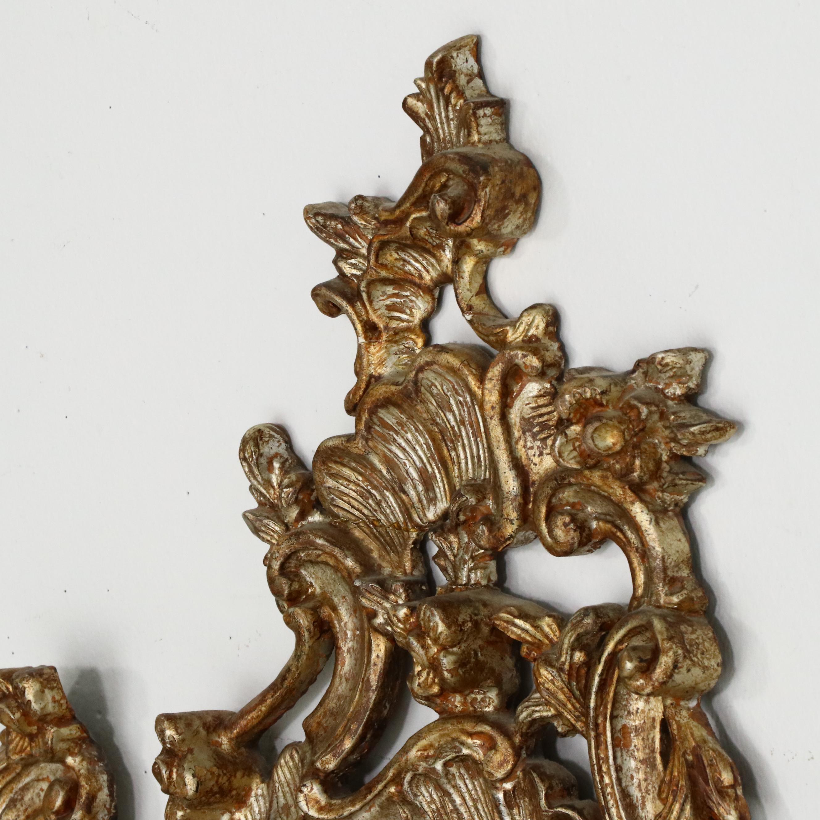 Italian Rococo Style Giltwood and Gesso Wall Mirror, Antique