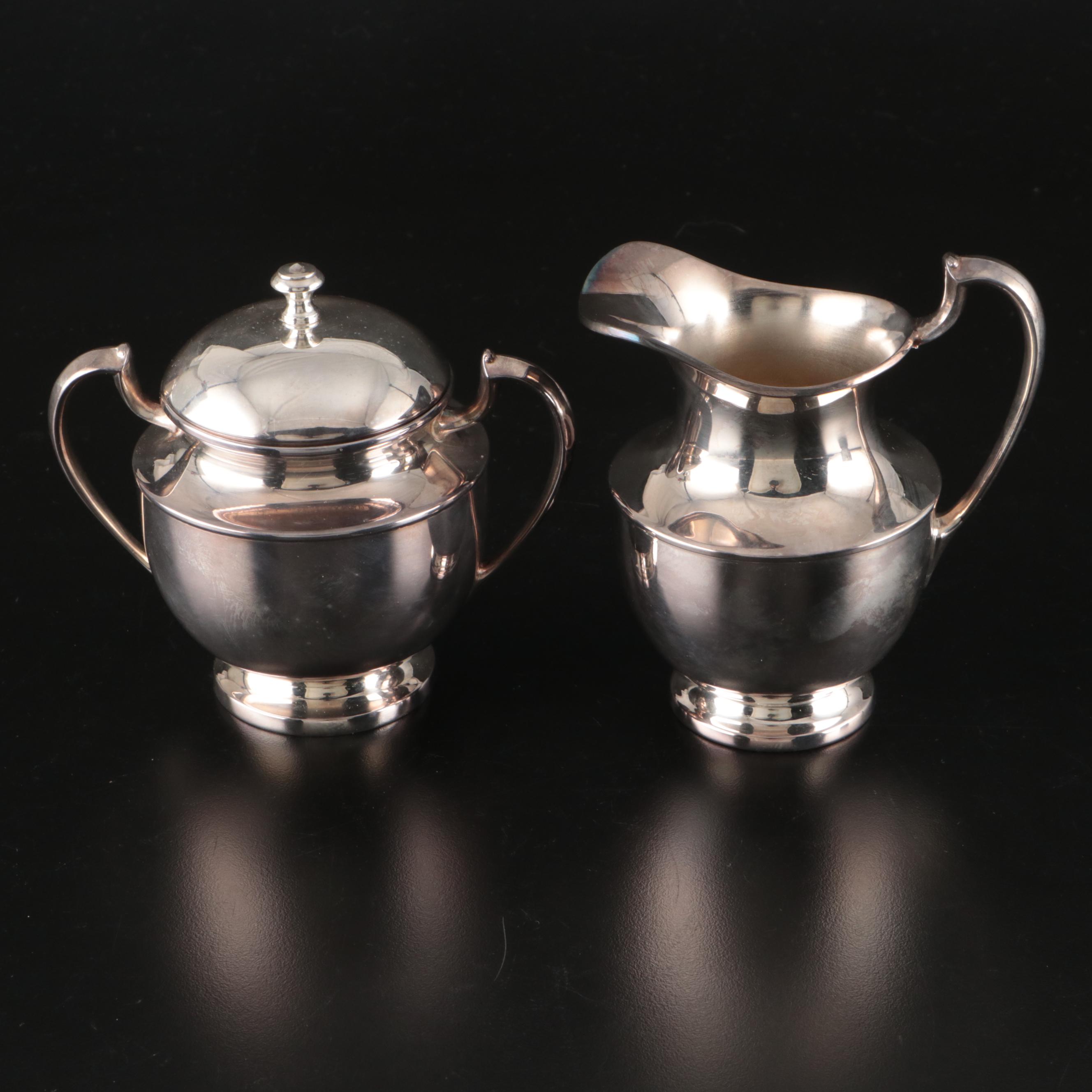 Crescent Silver Plate Creamer and Sugar Bowl, Royal Worcester Jars, and More