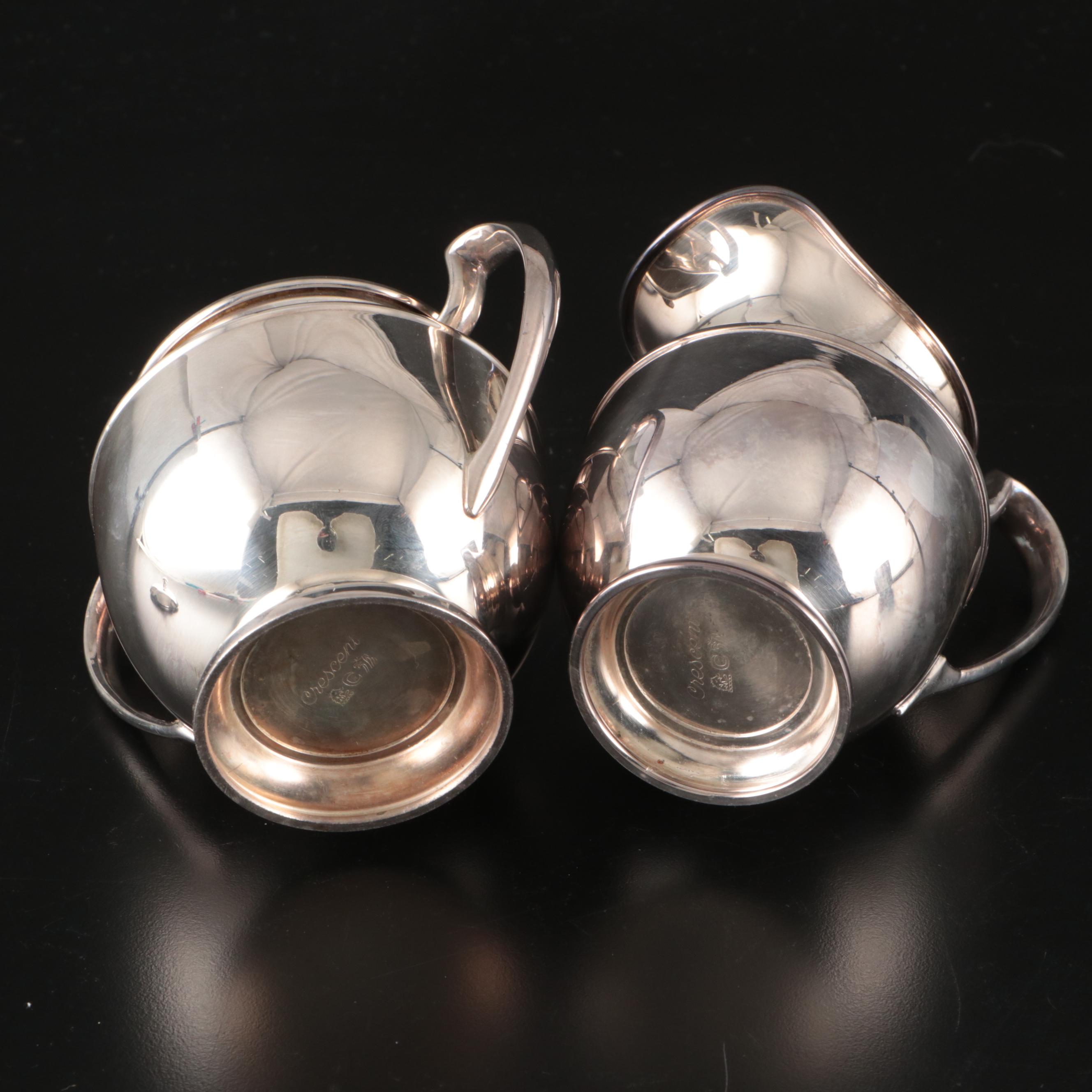Crescent Silver Plate Creamer and Sugar Bowl, Royal Worcester Jars, and More