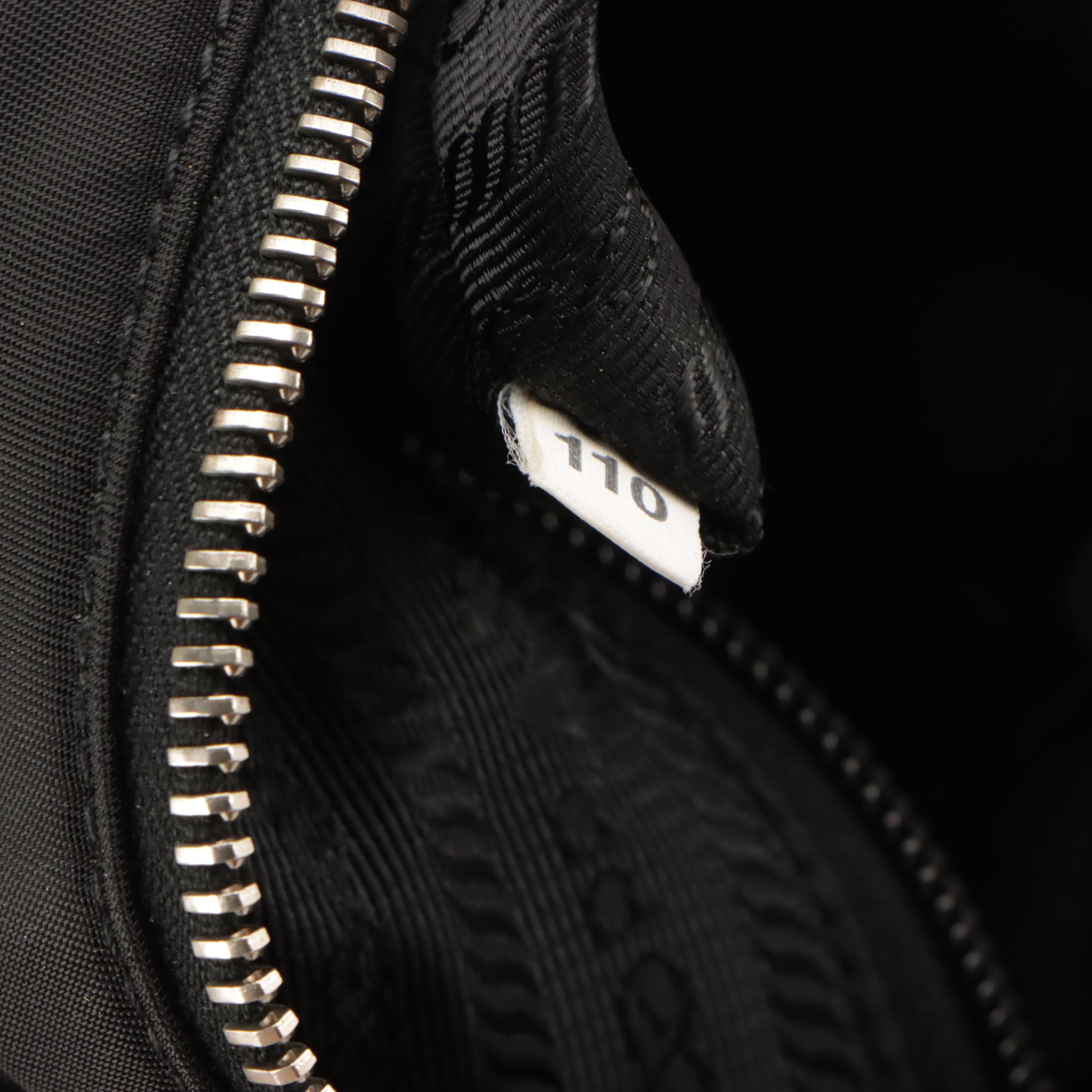 Prada Black Tessuto Nylon and Vitello Leather Shoulder Bag