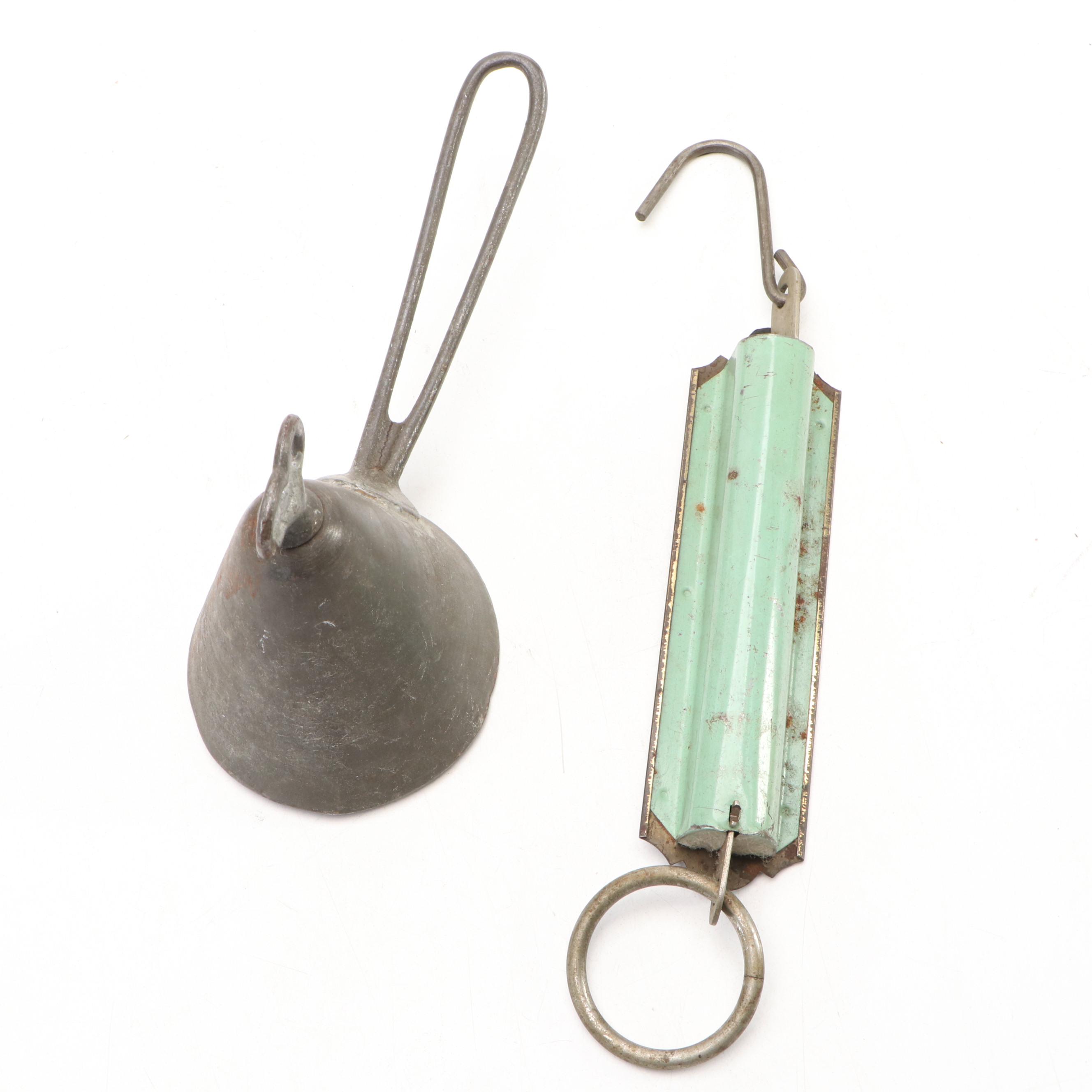 Oxwall Hanging Scale with Livestock Bell, Panning Sieve, Oil Can and More