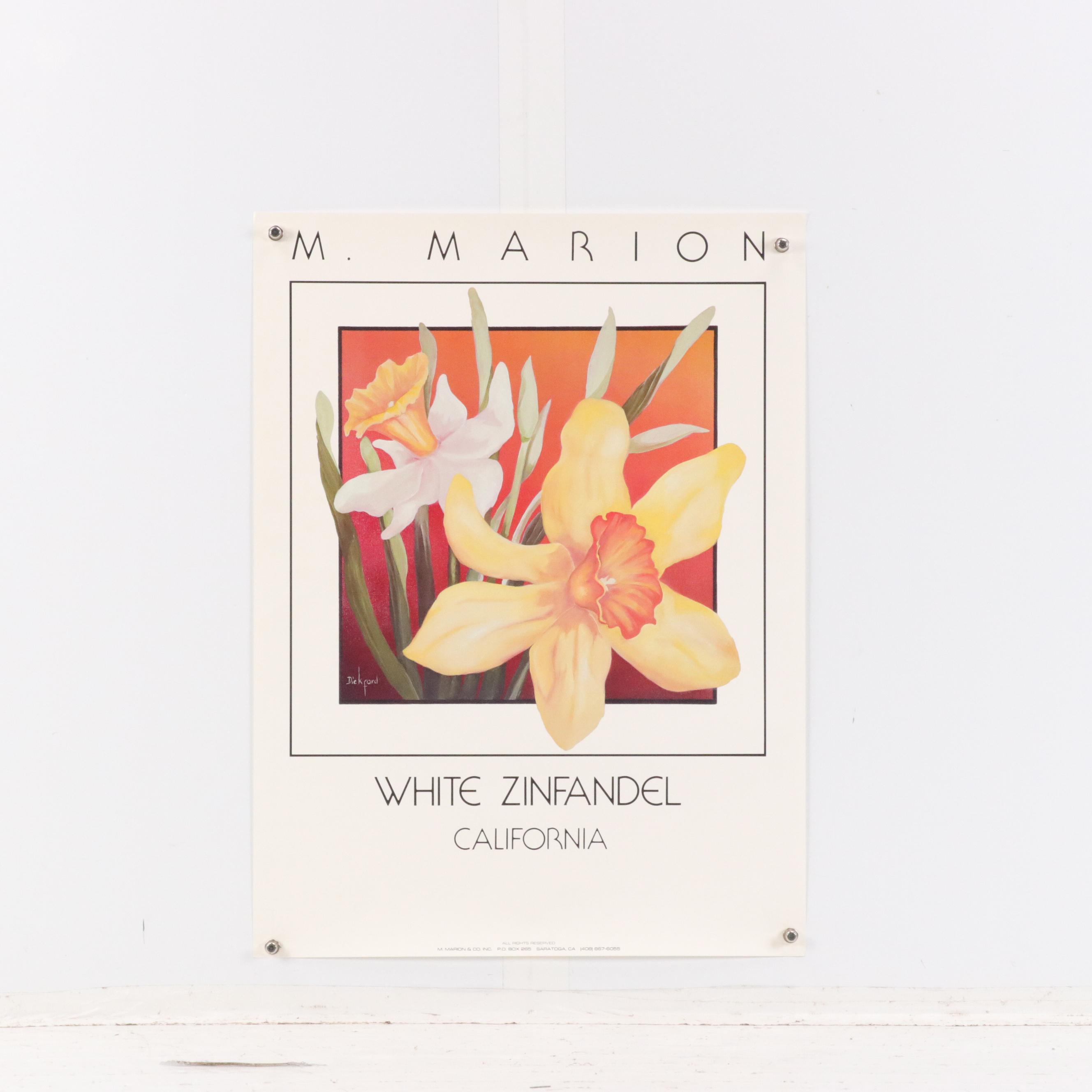 M. Marion Wine Posters "White Zinfandel" and "Cabernet Sauvignon," Circa 1980