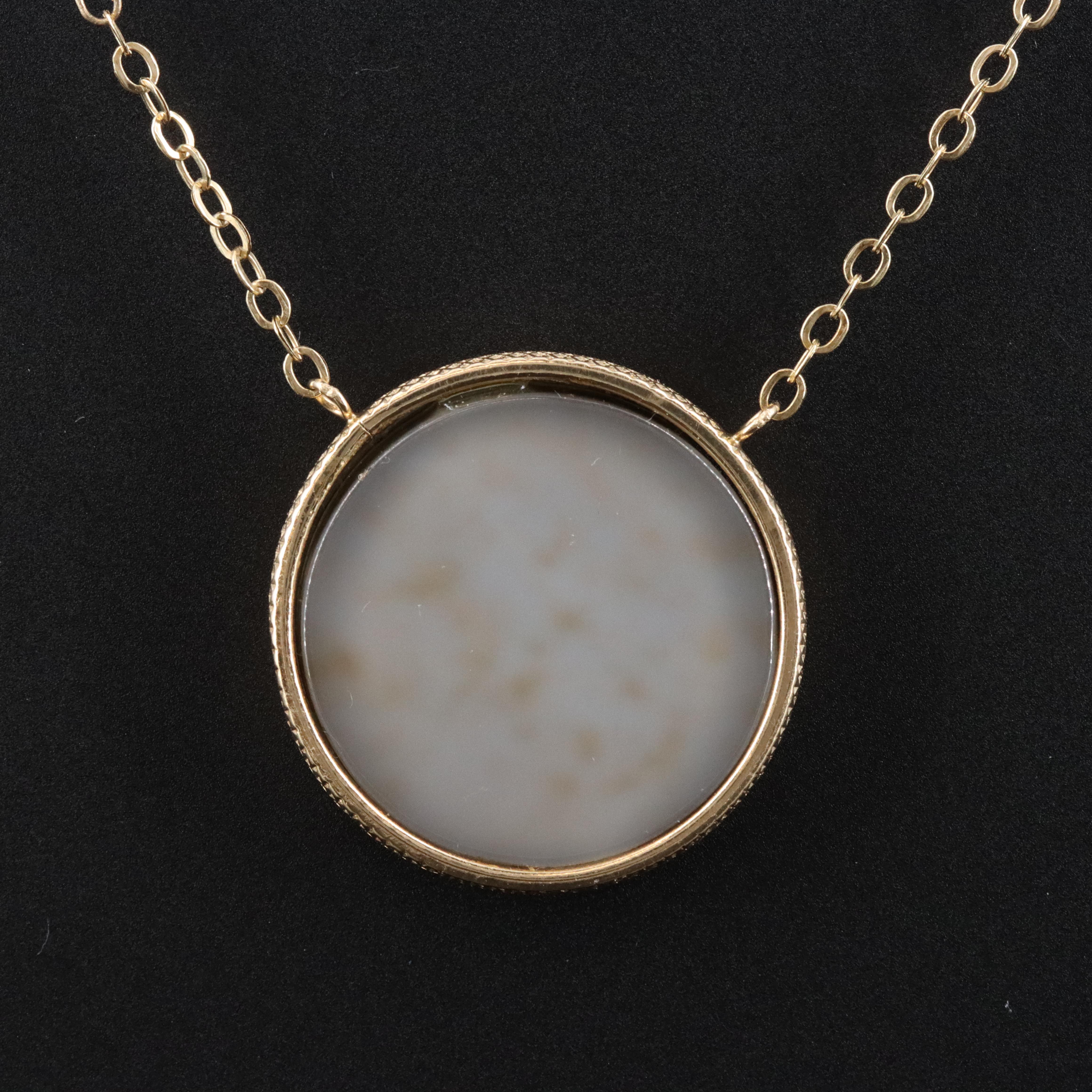 14K Druzy Disk Pendant Necklace