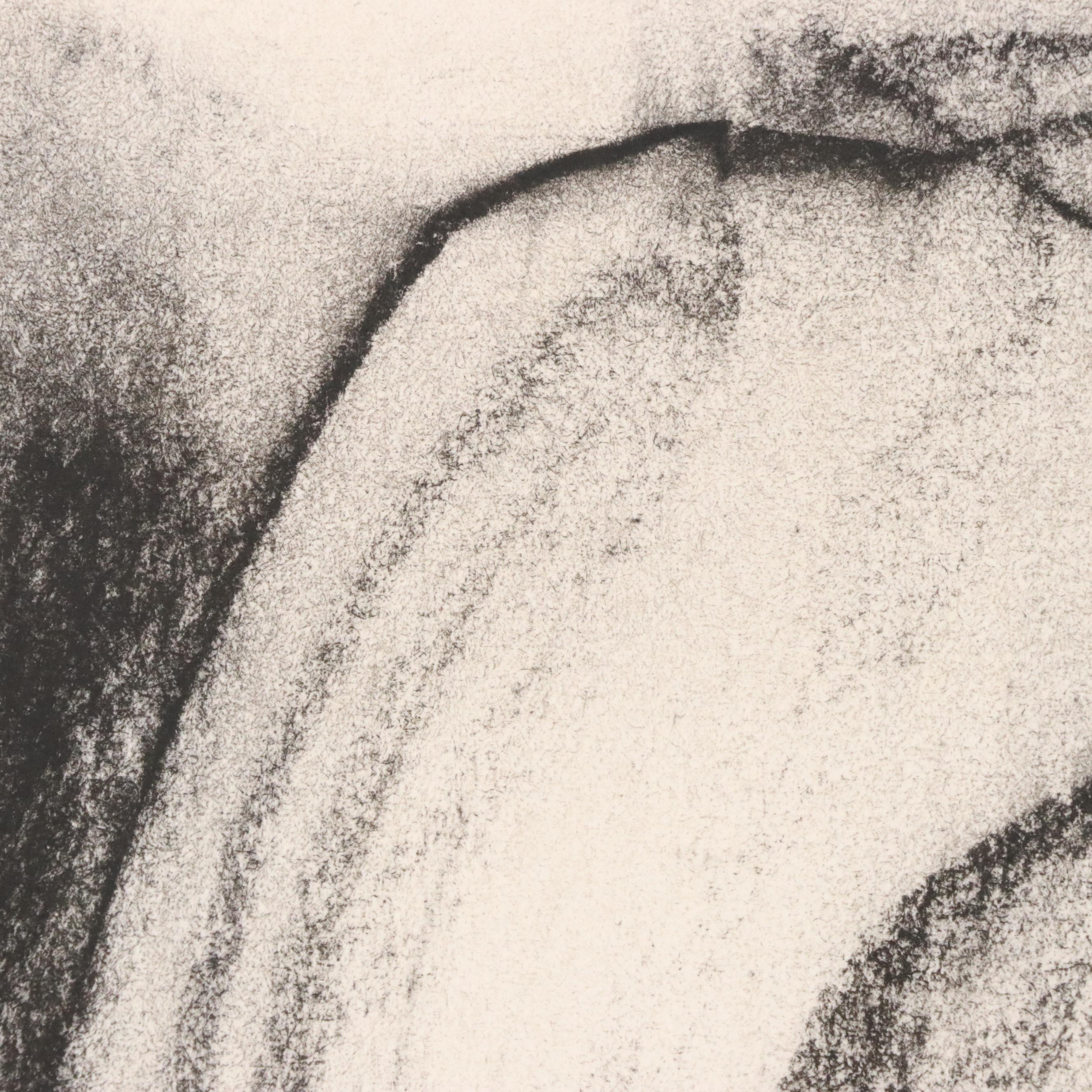 Jack Meanwell Gestural Portrait Charcoal Drawing, Late 20th Century