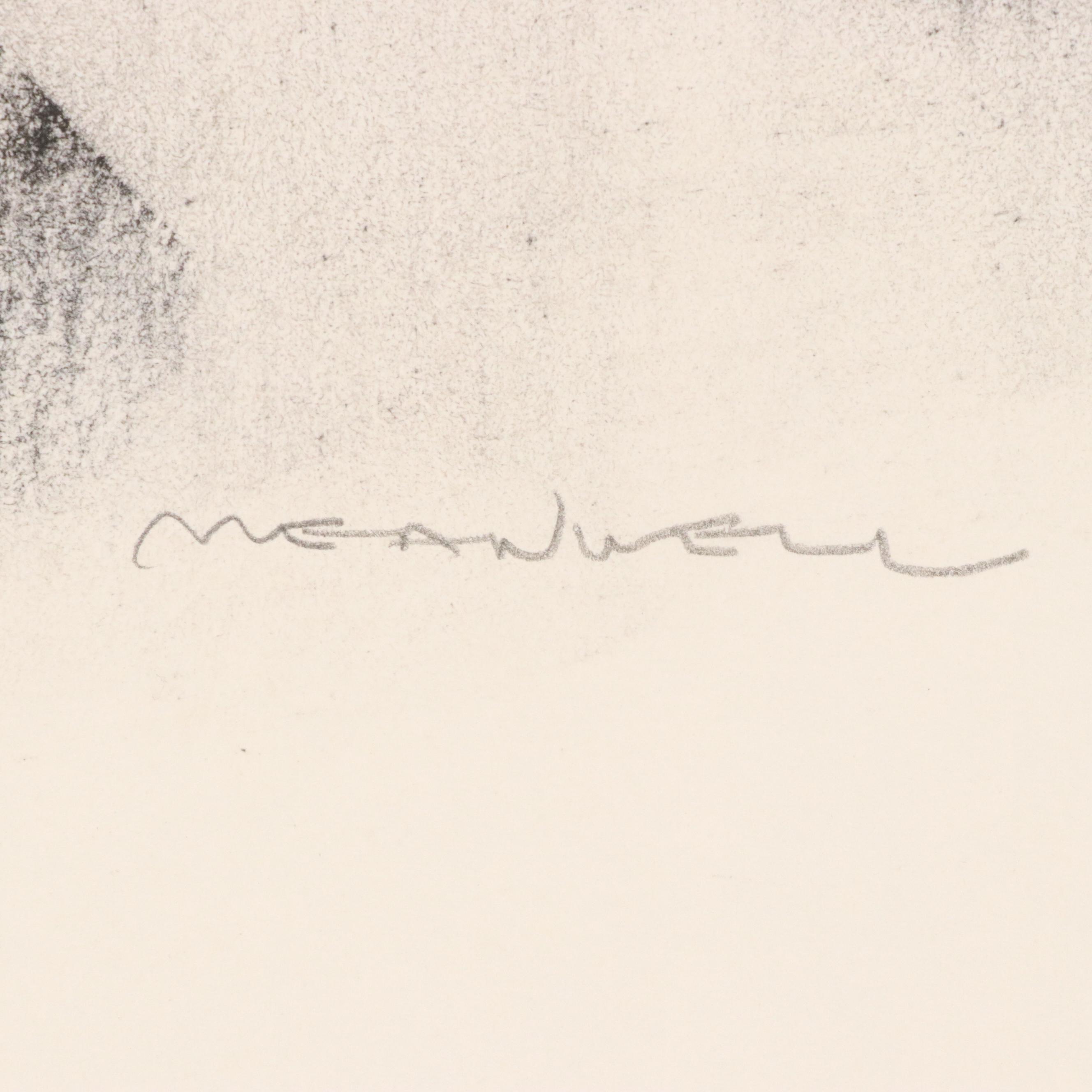 Jack Meanwell Gestural Portrait Charcoal Drawing, Late 20th Century