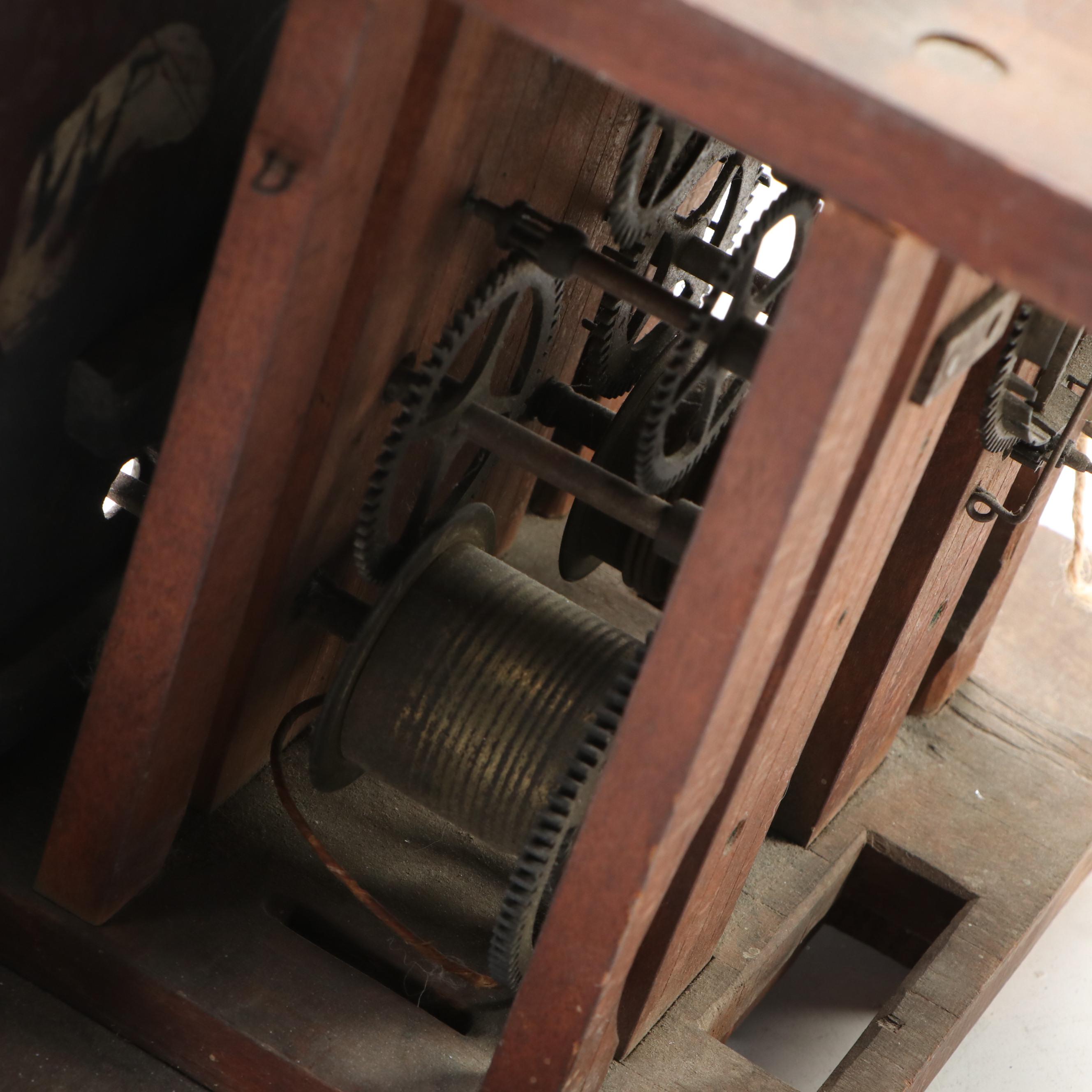 English Hand-Painted Wooden Grandfather Clock Dial, Antique