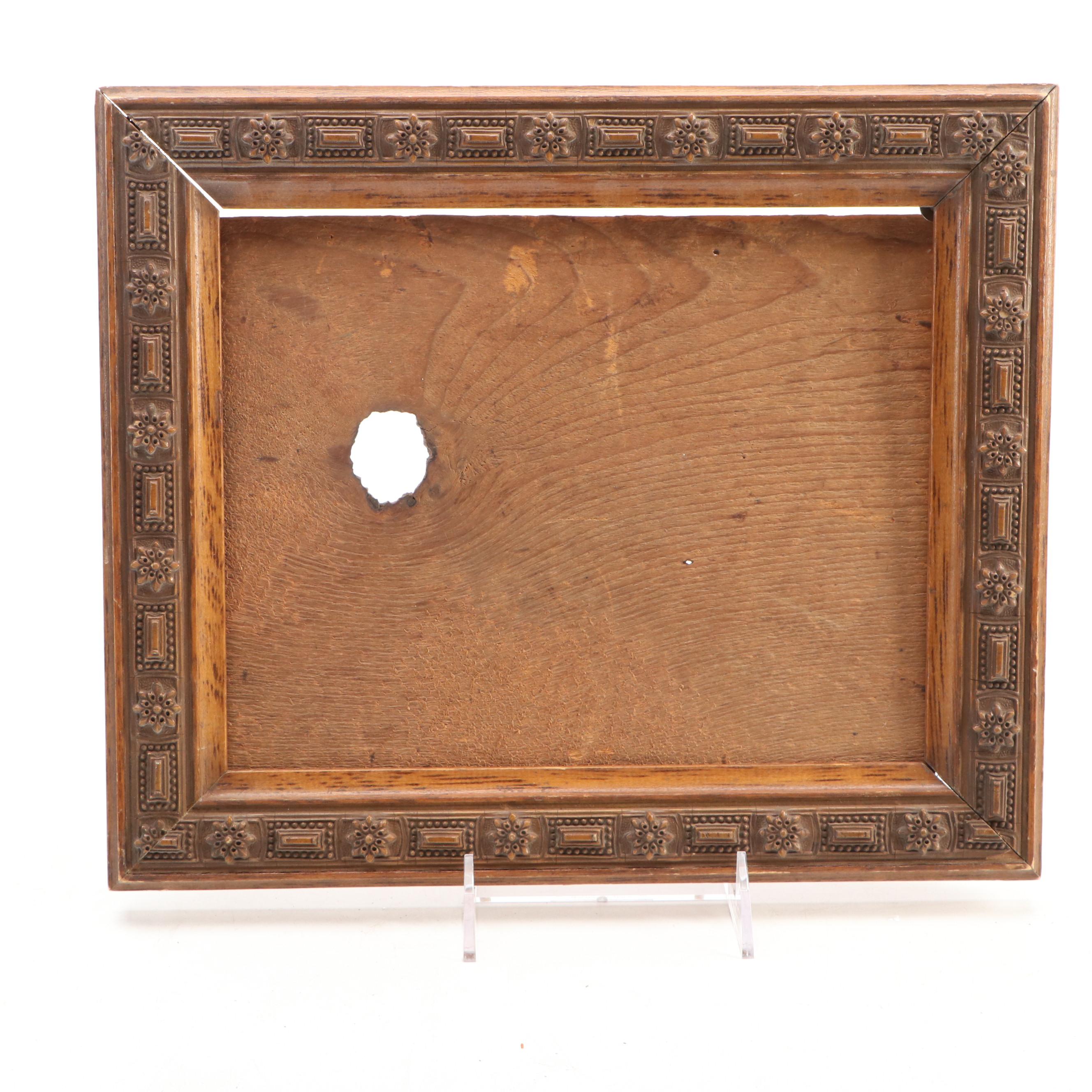 Painted Wooden Stave Bucket with Carved Wood Frame and Other Décor