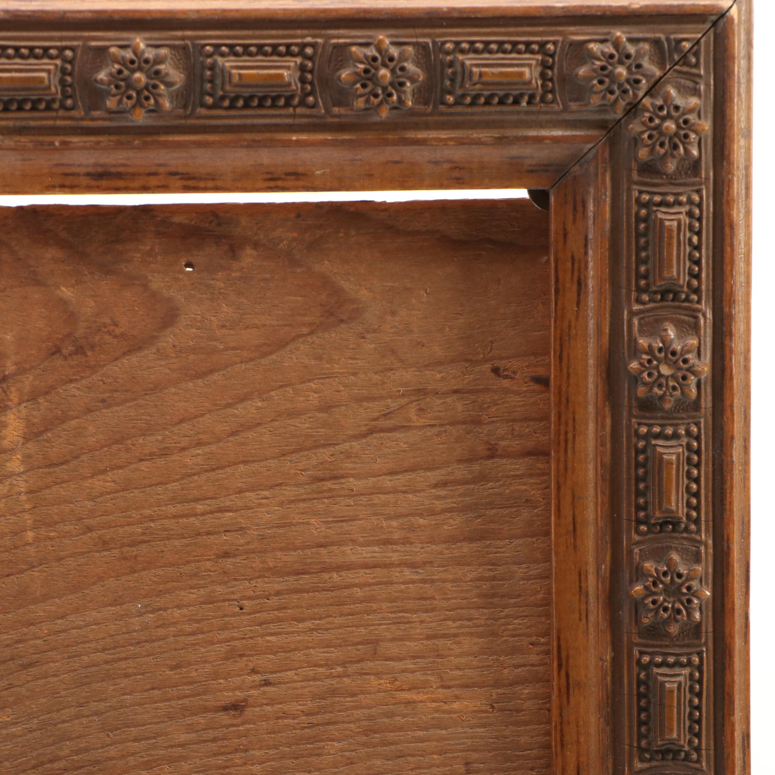 Painted Wooden Stave Bucket with Carved Wood Frame and Other Décor