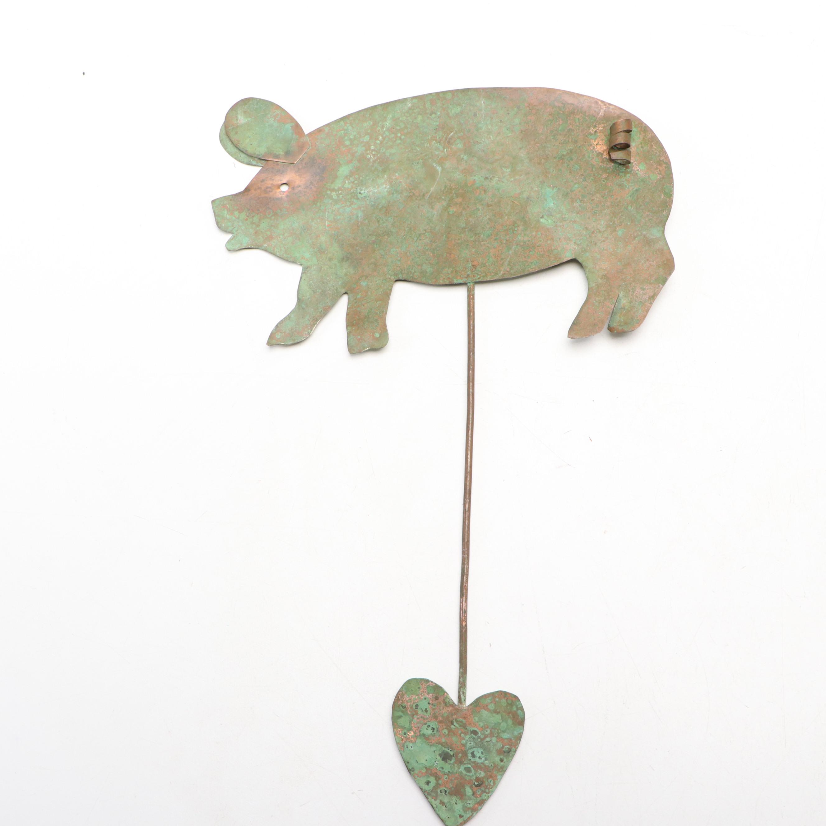 Painted Wooden Stave Bucket with Carved Wood Frame and Other Décor