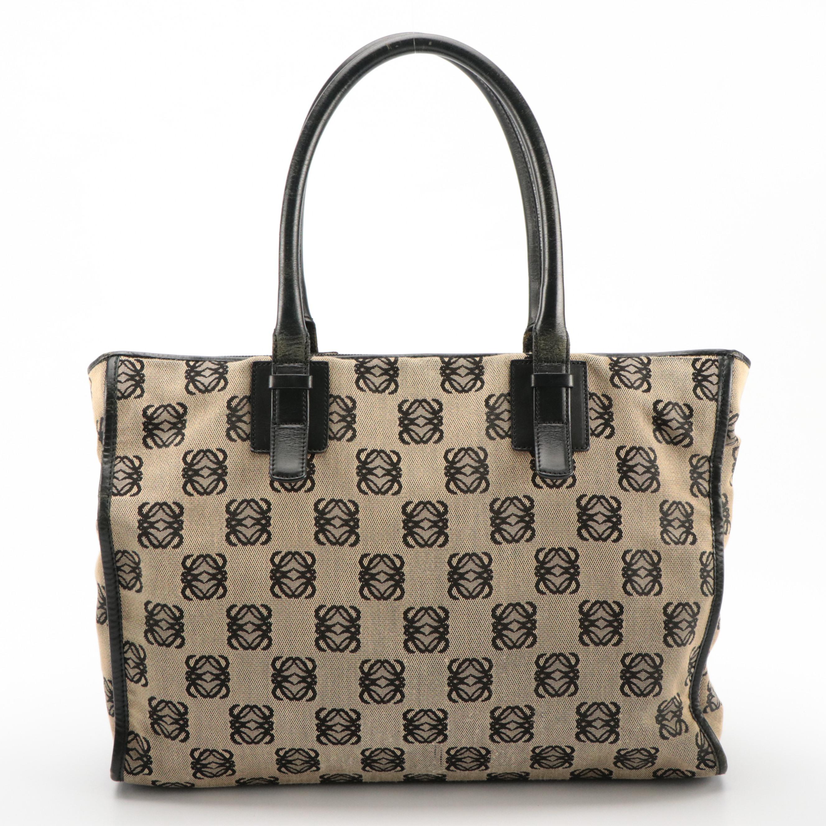 Loewe Double Front Pocket Shoulder Bag in Anagram Canvas and Leather Trim