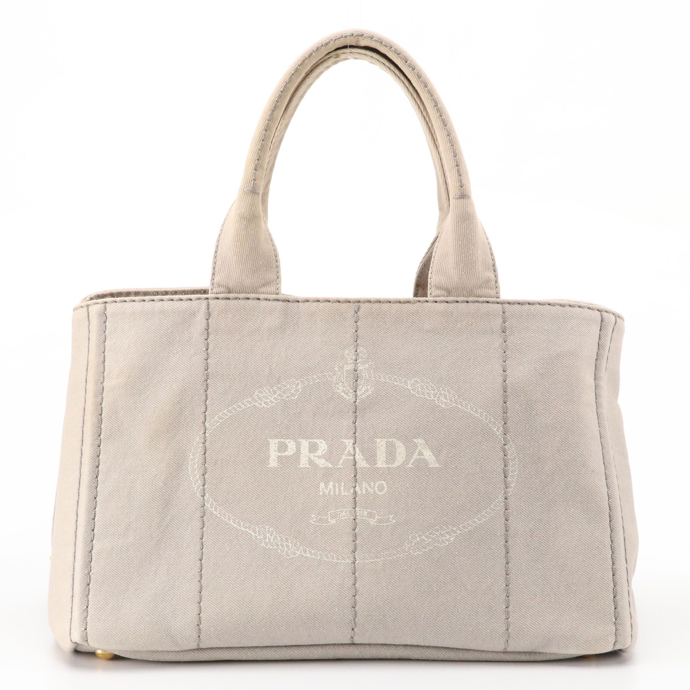 Prada Canapa Logo Canvas Tote Bag