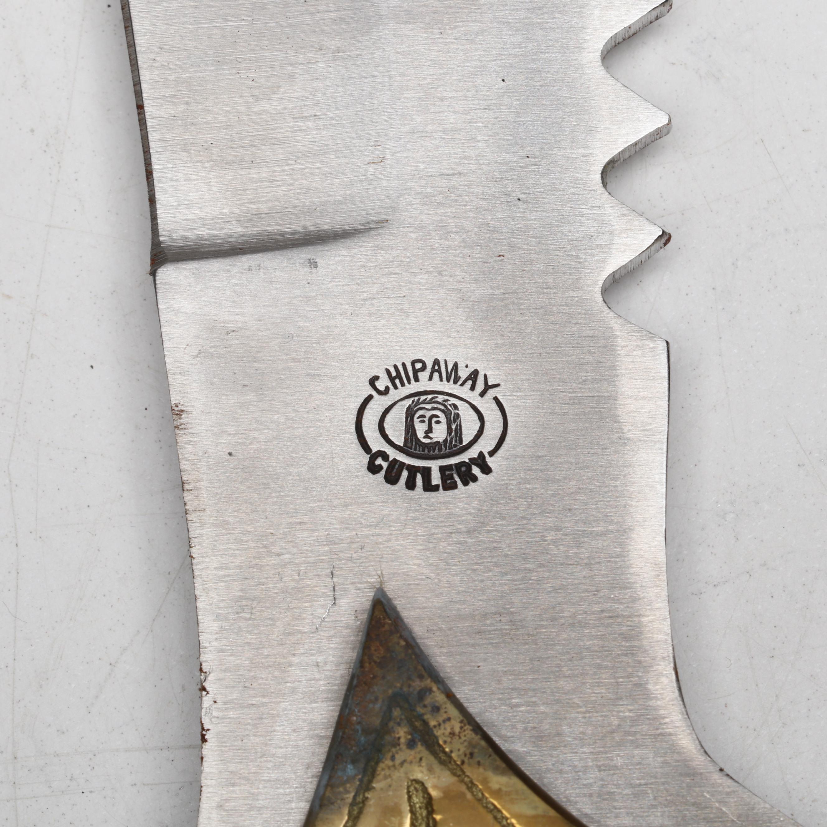 Chipaway Cutlery Metal Handled Bowie Knife with Leather Case