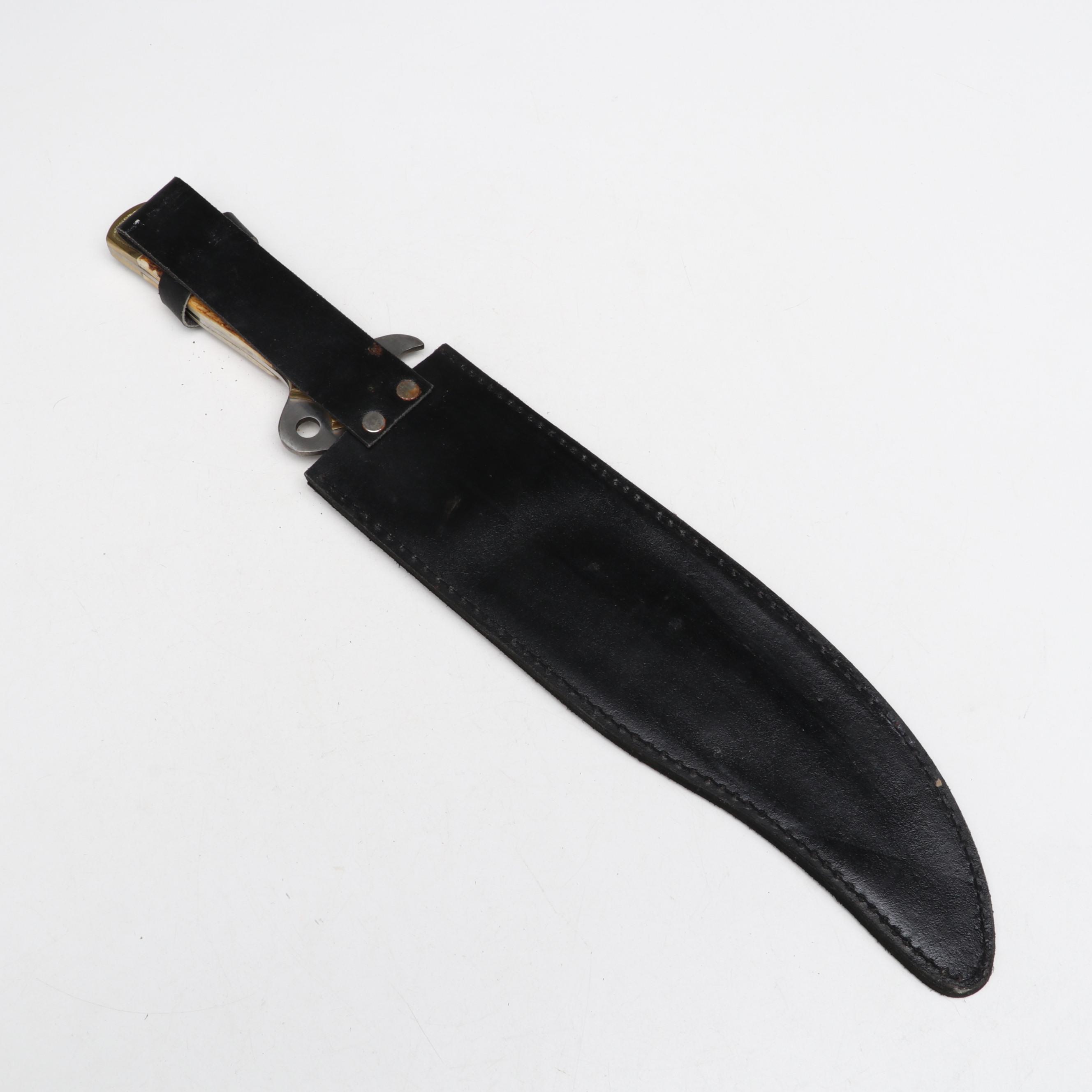 Chipaway Cutlery Metal Handled Bowie Knife with Leather Case