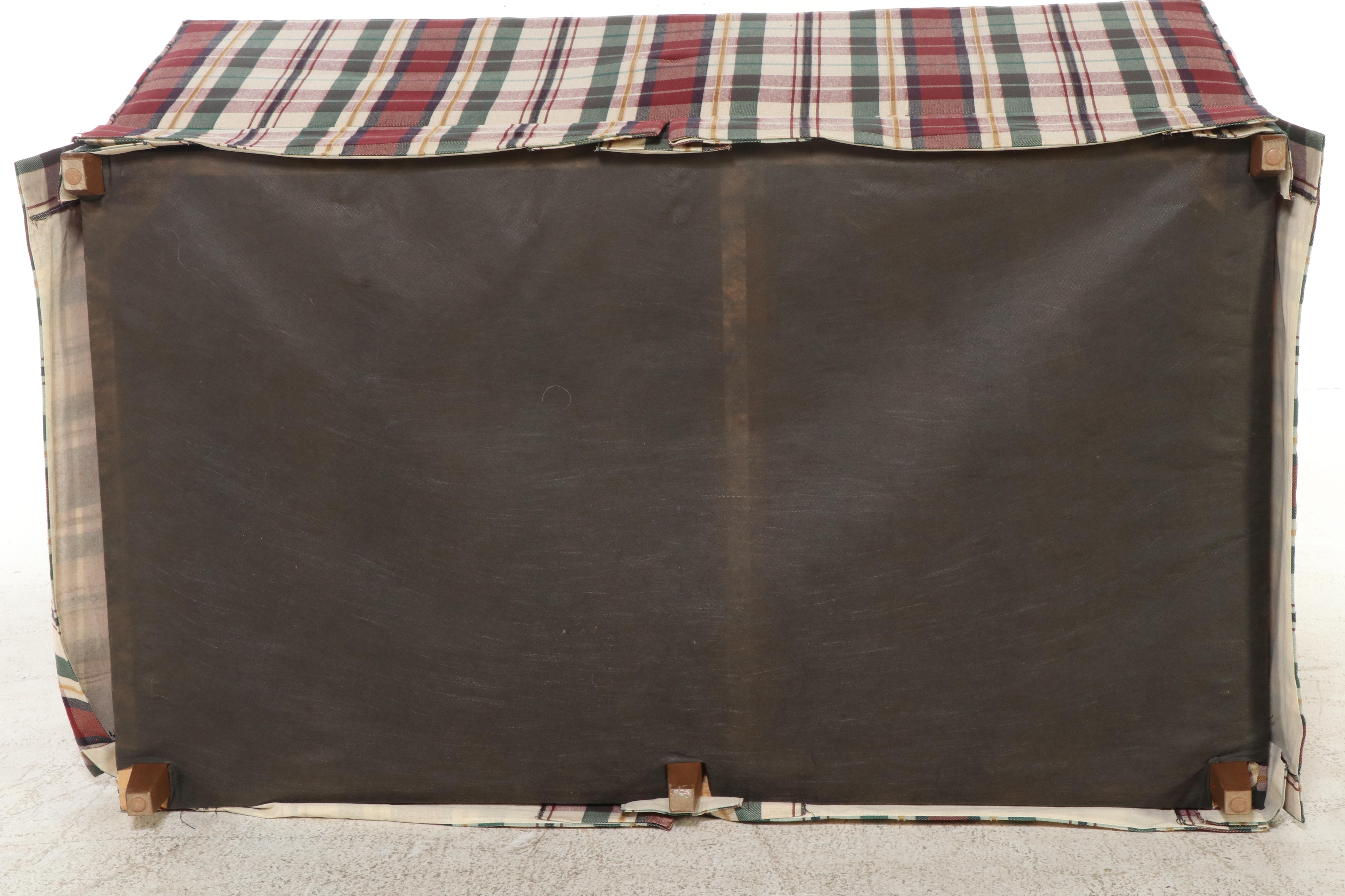 Pair of Custom-Upholstered Plaid Loveseats, Late 20th Century