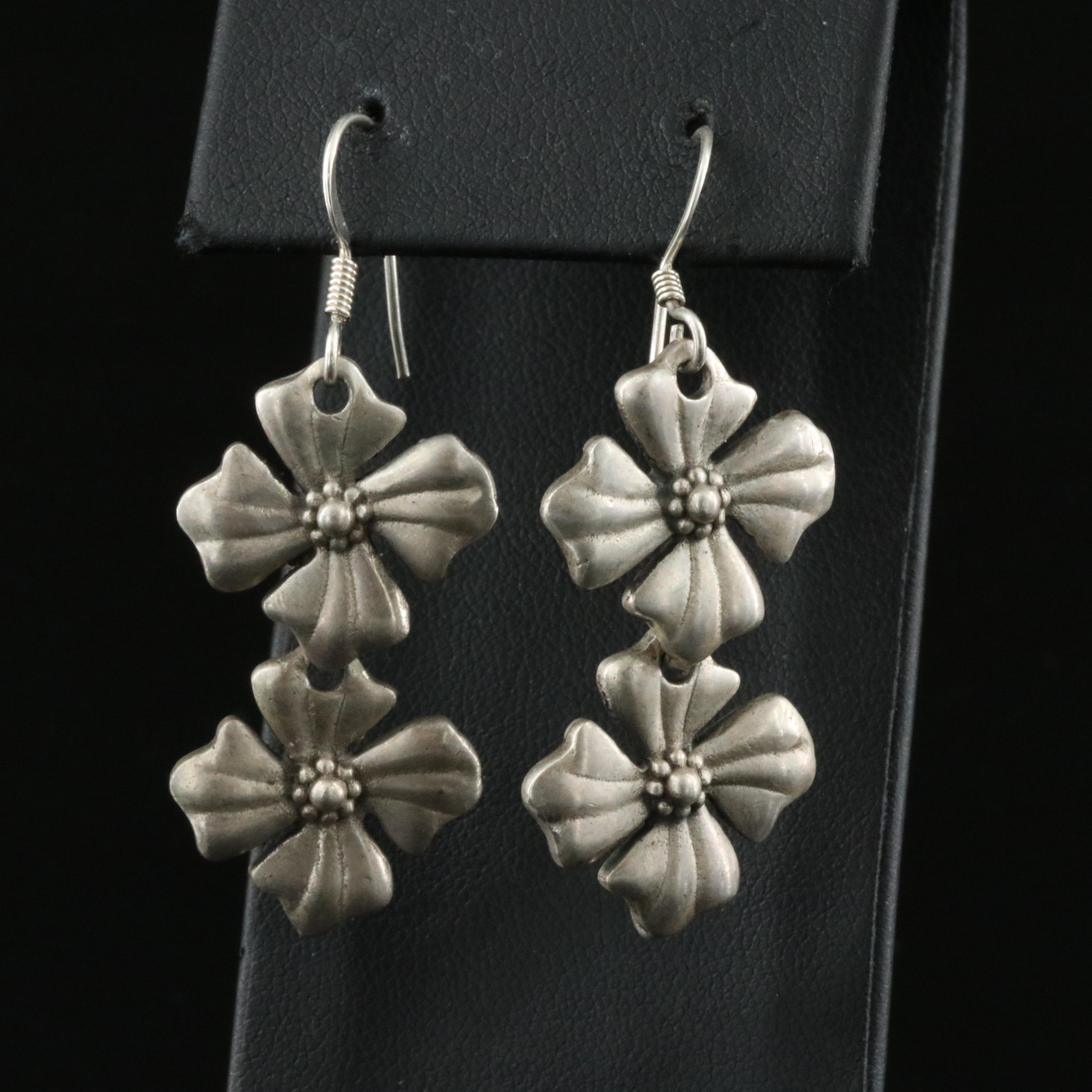 Sterling Floral Dangle Earrings
