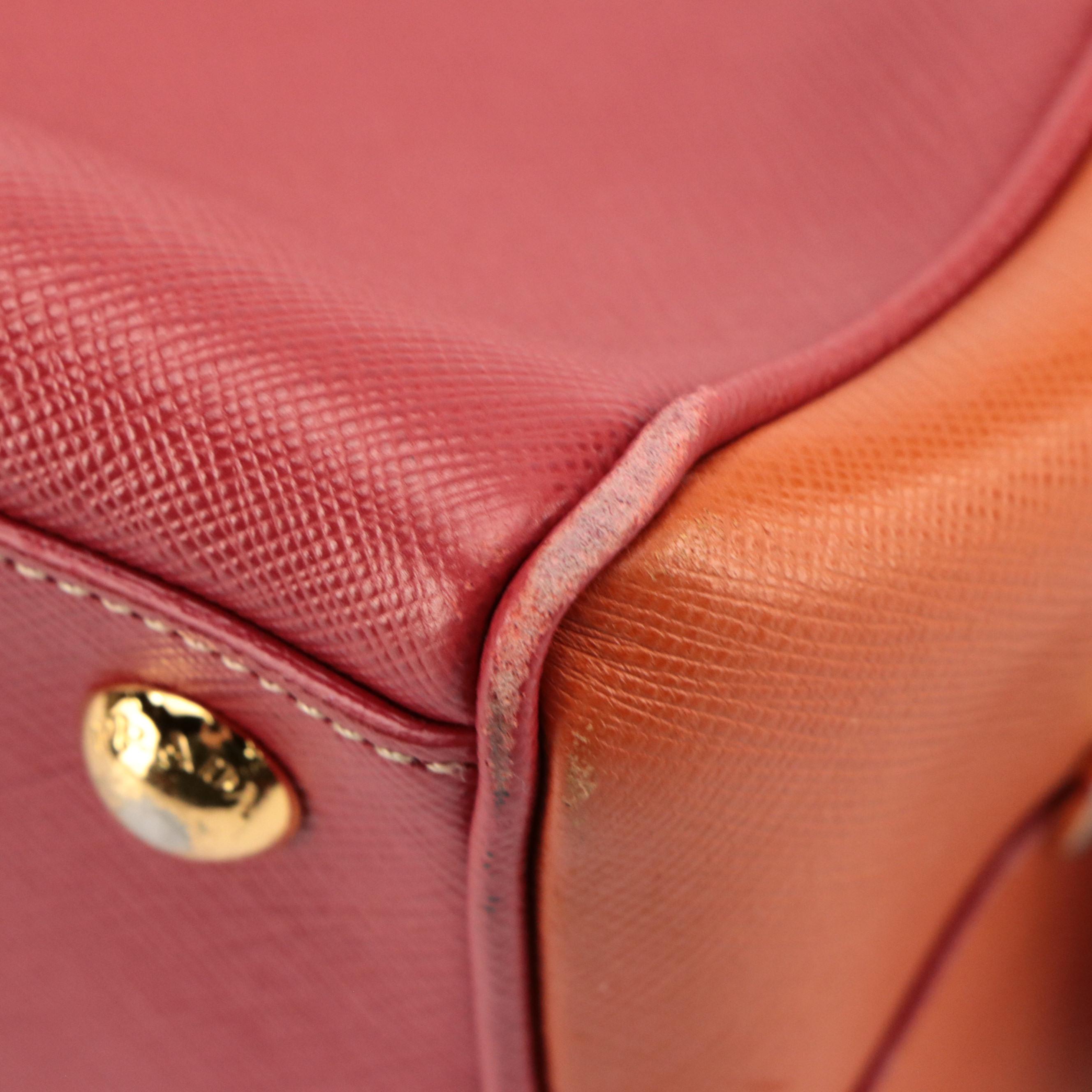 Prada Domed Bowler Bag in Red and Orange Saffiano Leather