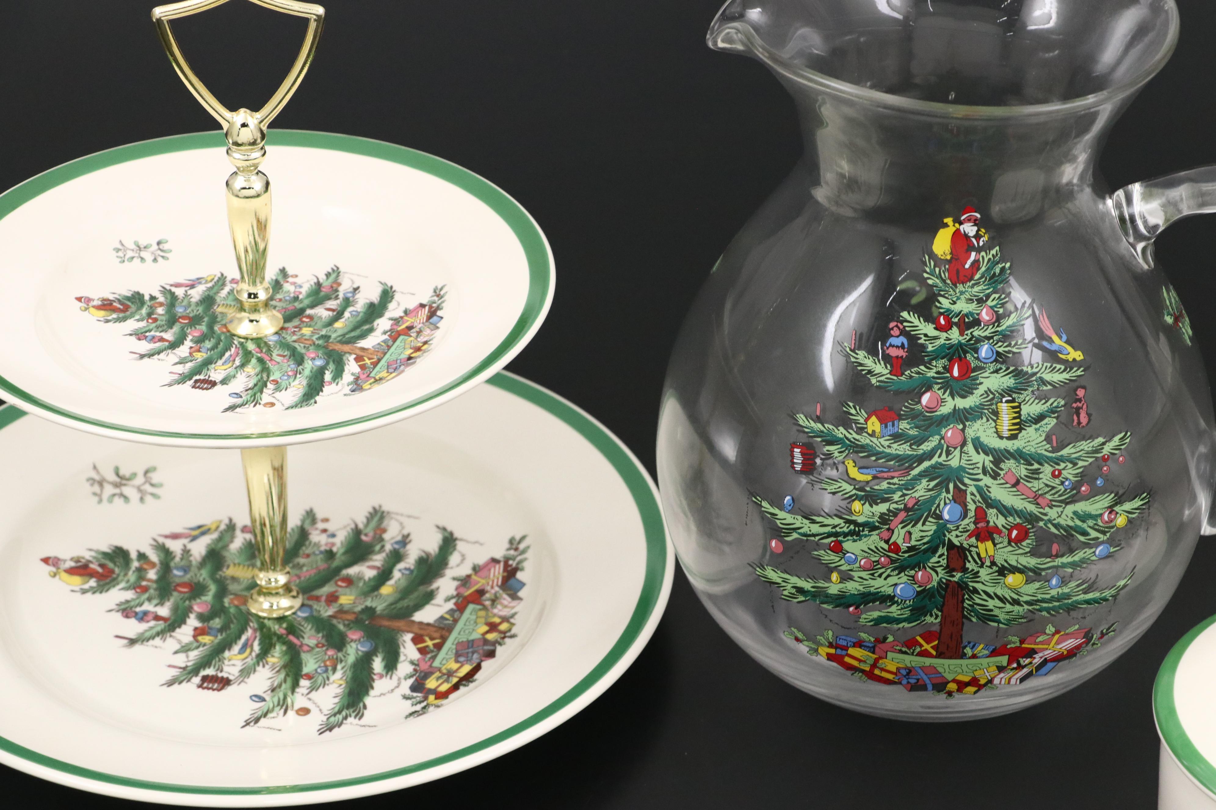 Spode "Christmas Tree" Porcelain, Glass, and Acrylic Seasonal Tableware