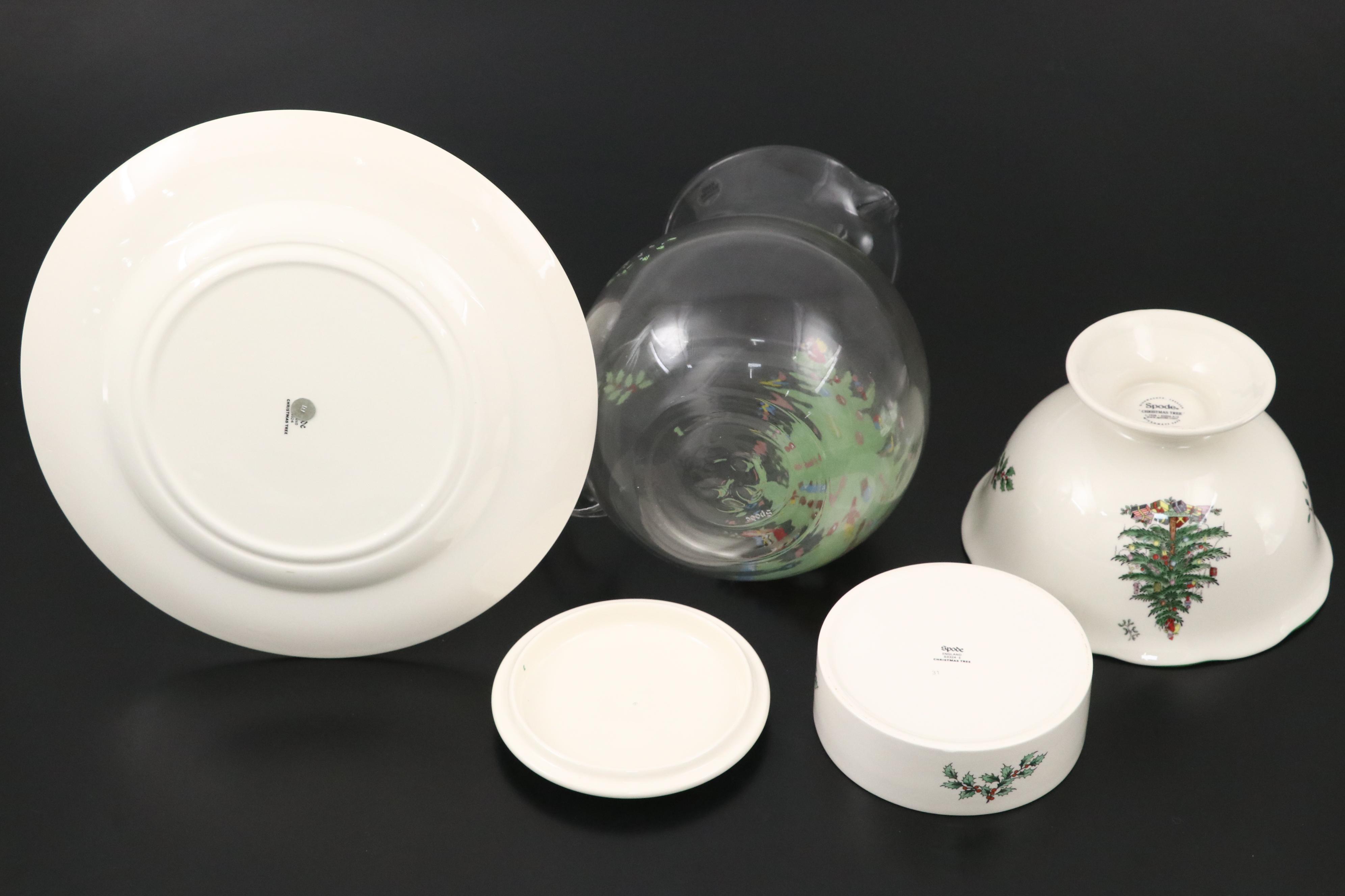 Spode "Christmas Tree" Porcelain, Glass, and Acrylic Seasonal Tableware