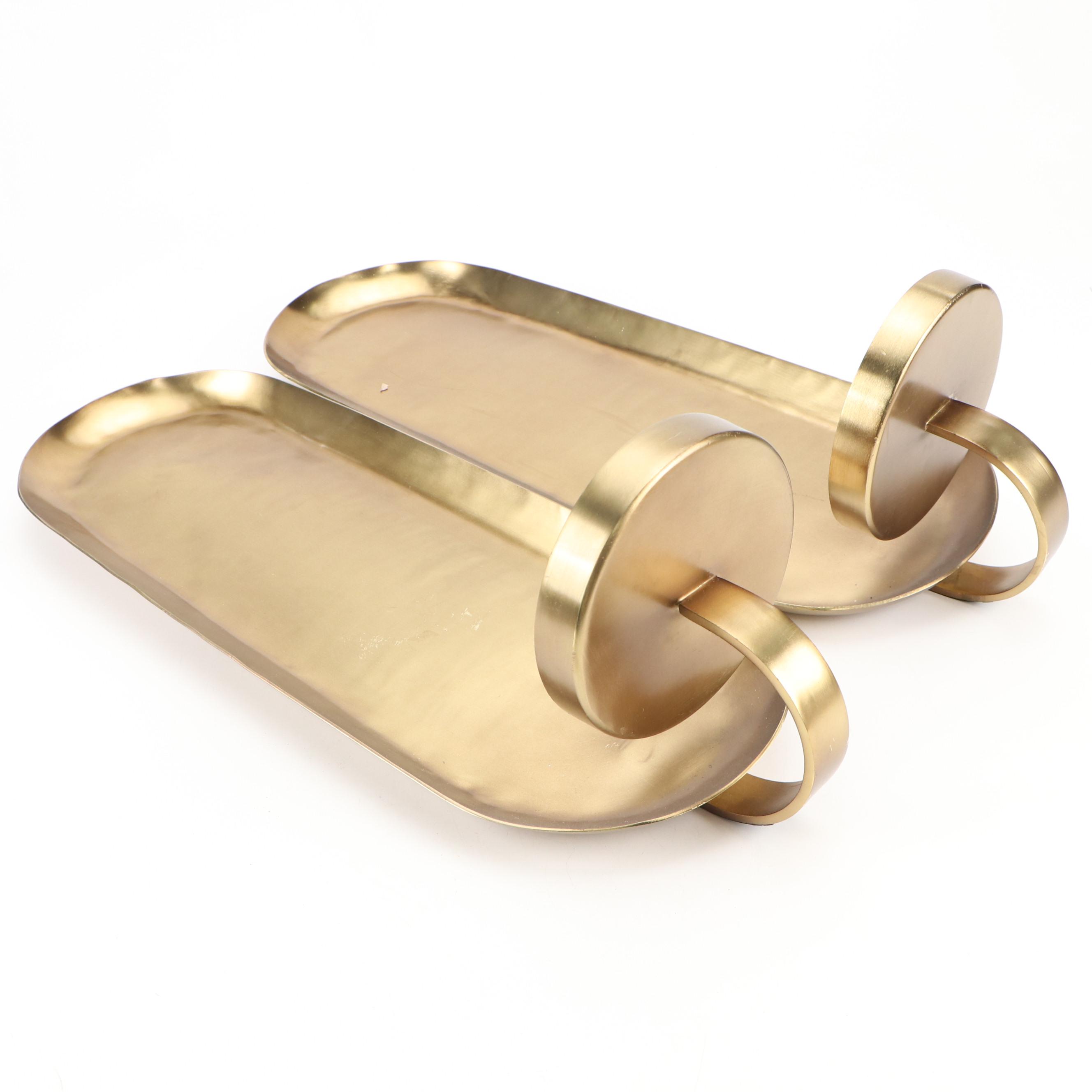 Contemporary Brushed Brass Wall Pillar Candle Sconces