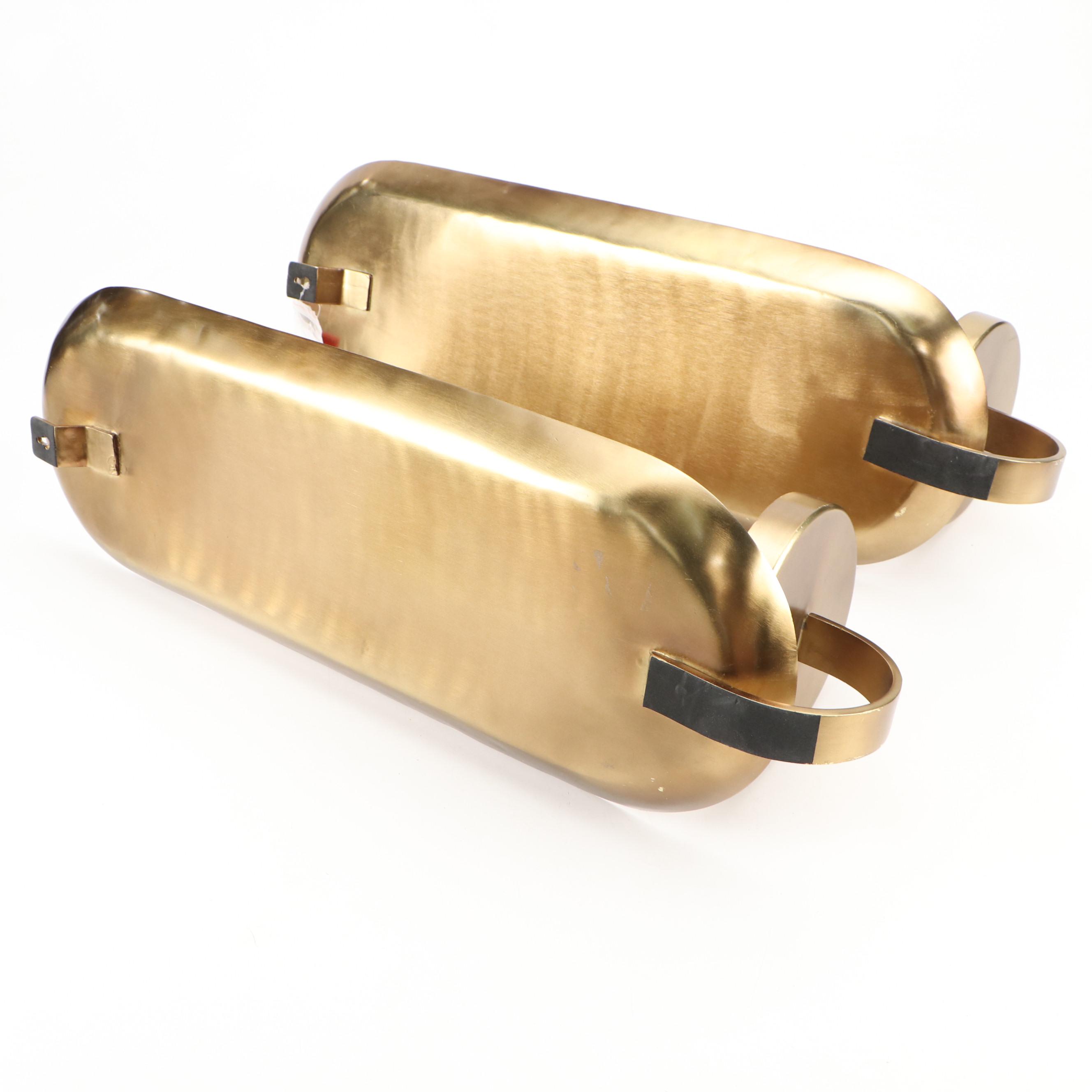 Contemporary Brushed Brass Wall Pillar Candle Sconces