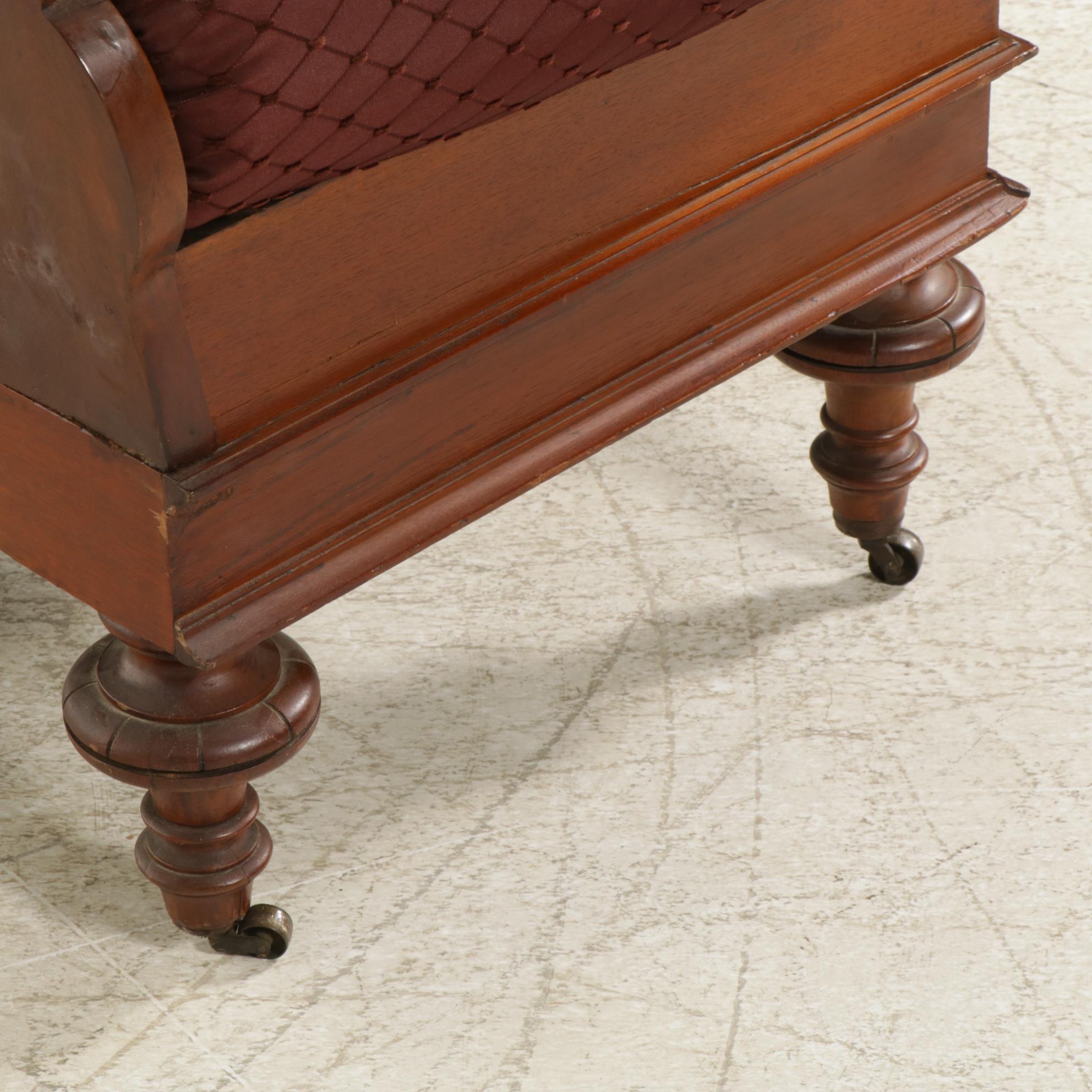 Victorian Carved Mahogany Sofa, Late 19th to Early 20th Century