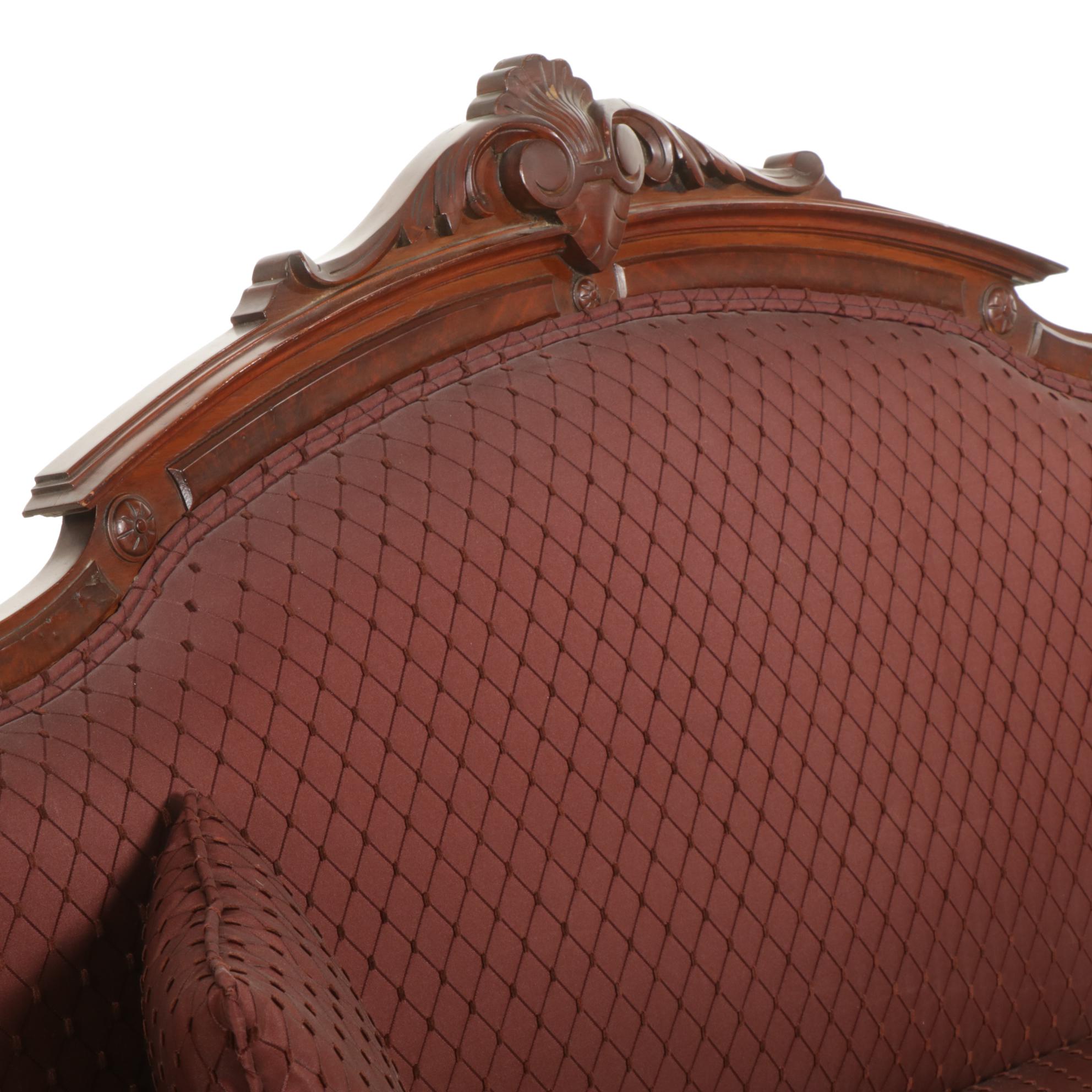 Victorian Carved Mahogany Sofa, Late 19th to Early 20th Century