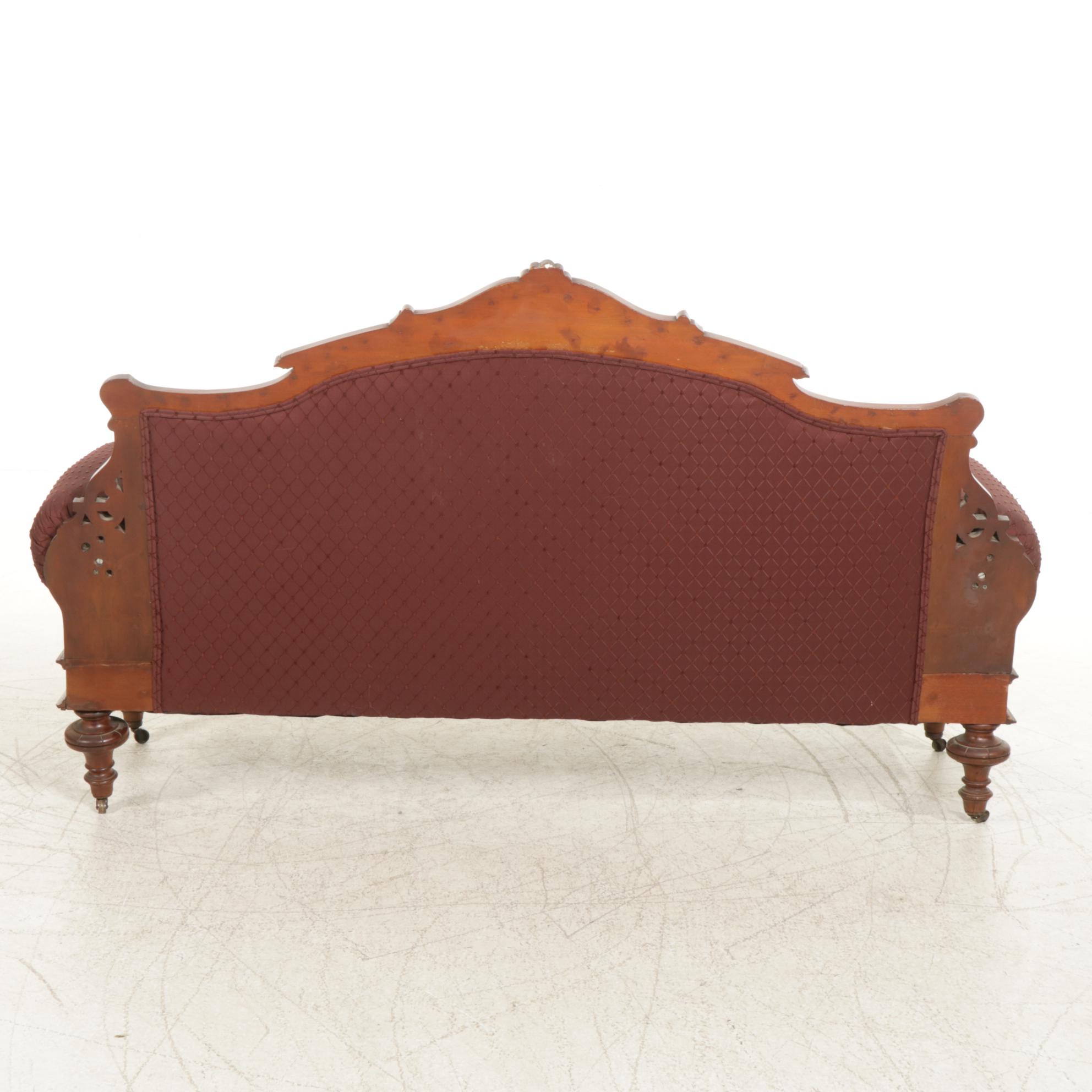 Victorian Carved Mahogany Sofa, Late 19th to Early 20th Century