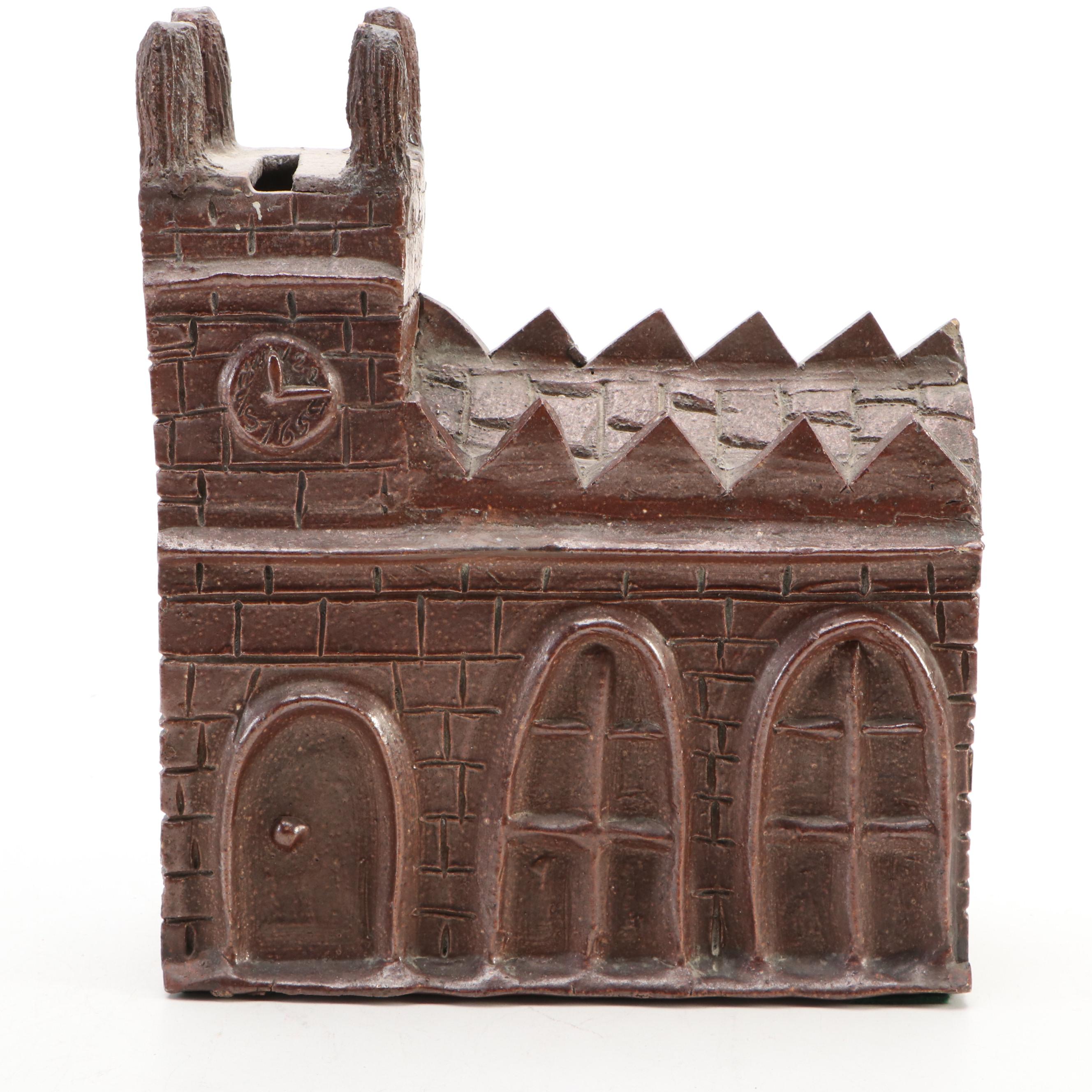 Handmade Ceramic Church-Shaped Coin Bank