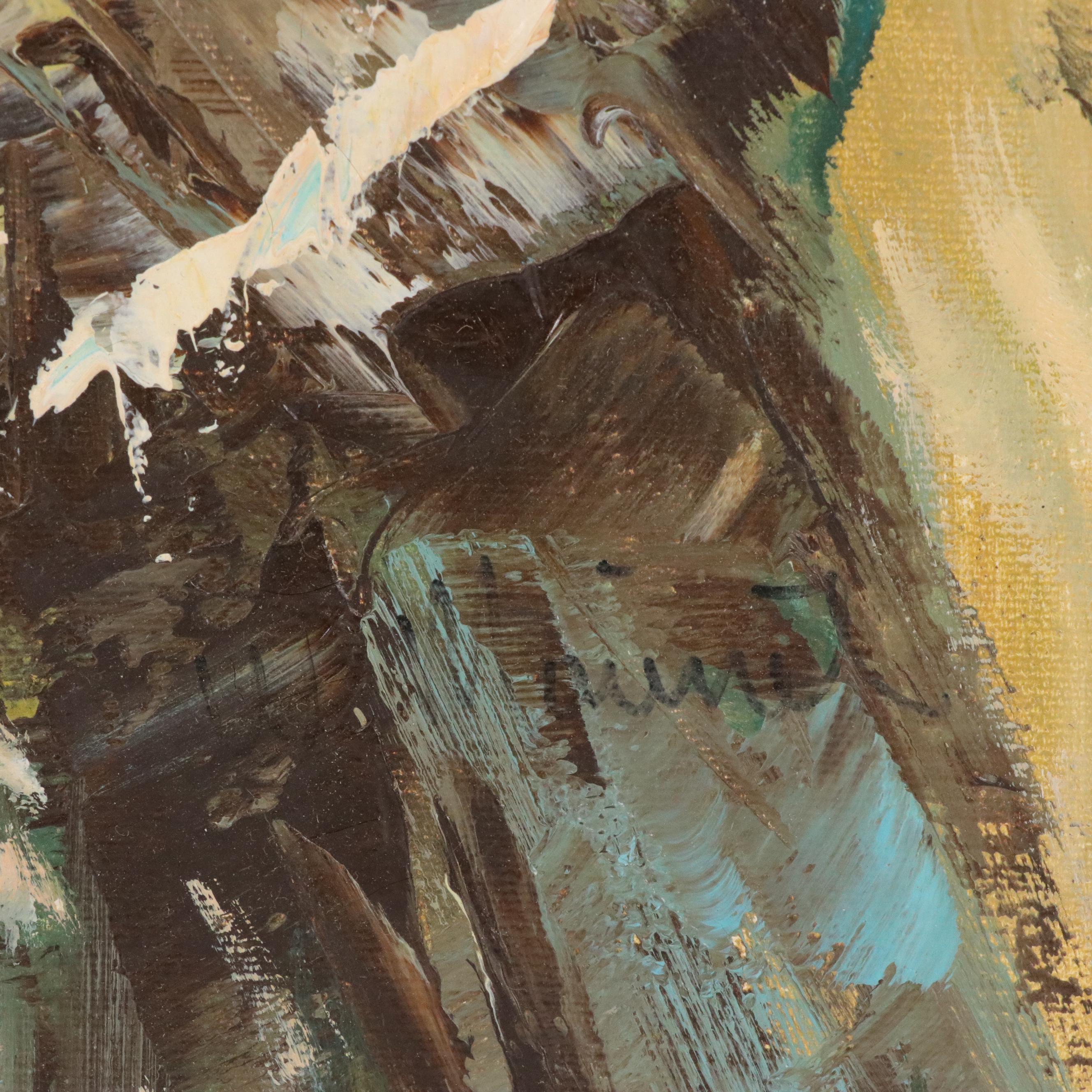 William Moninet Oil Portrait of Clown, Late 20th Century