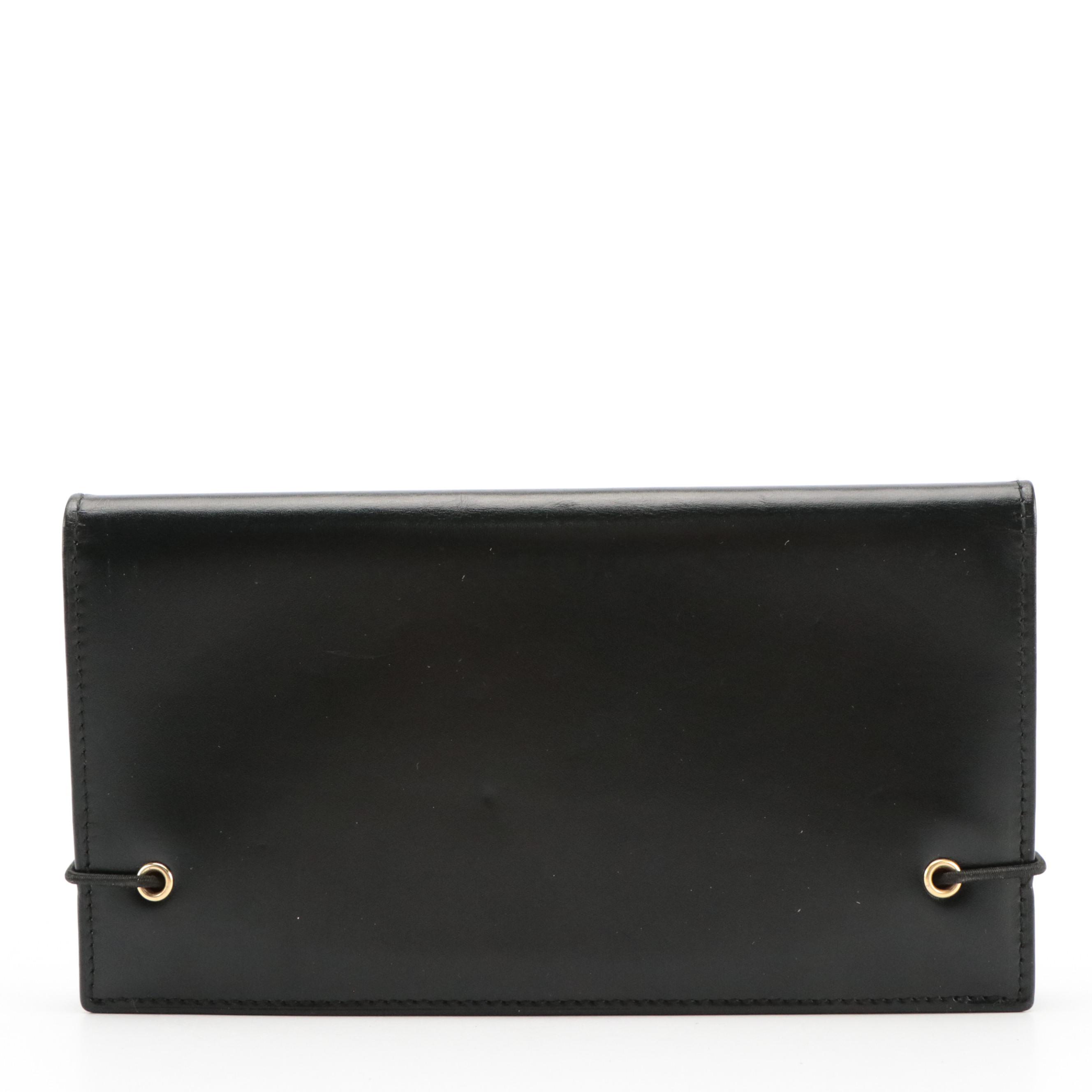 Prada Black Calfskin Leather Checkbook Cover