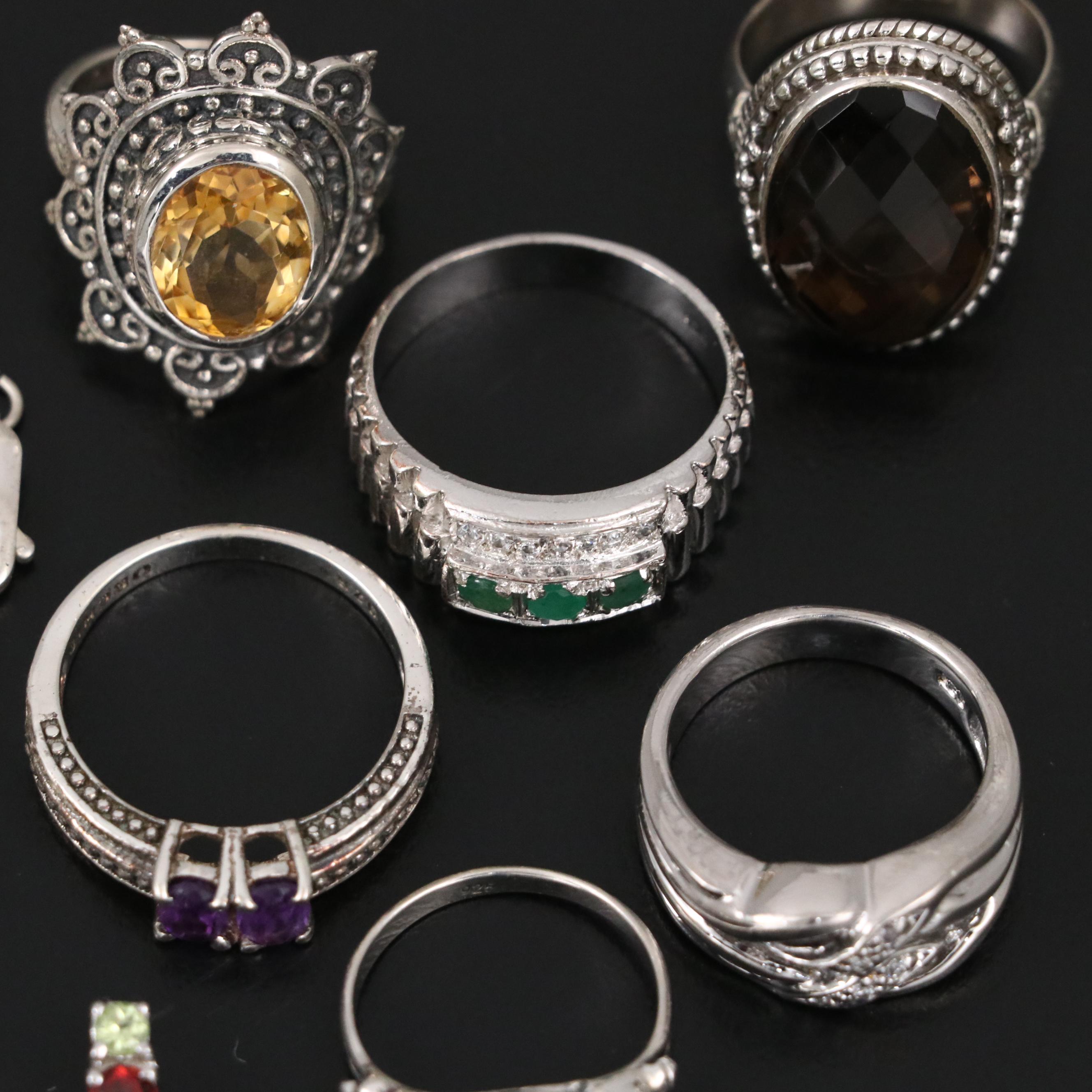 14 Assorted Sterling Silver Rings, Necklaces, Earrings, and Pendants