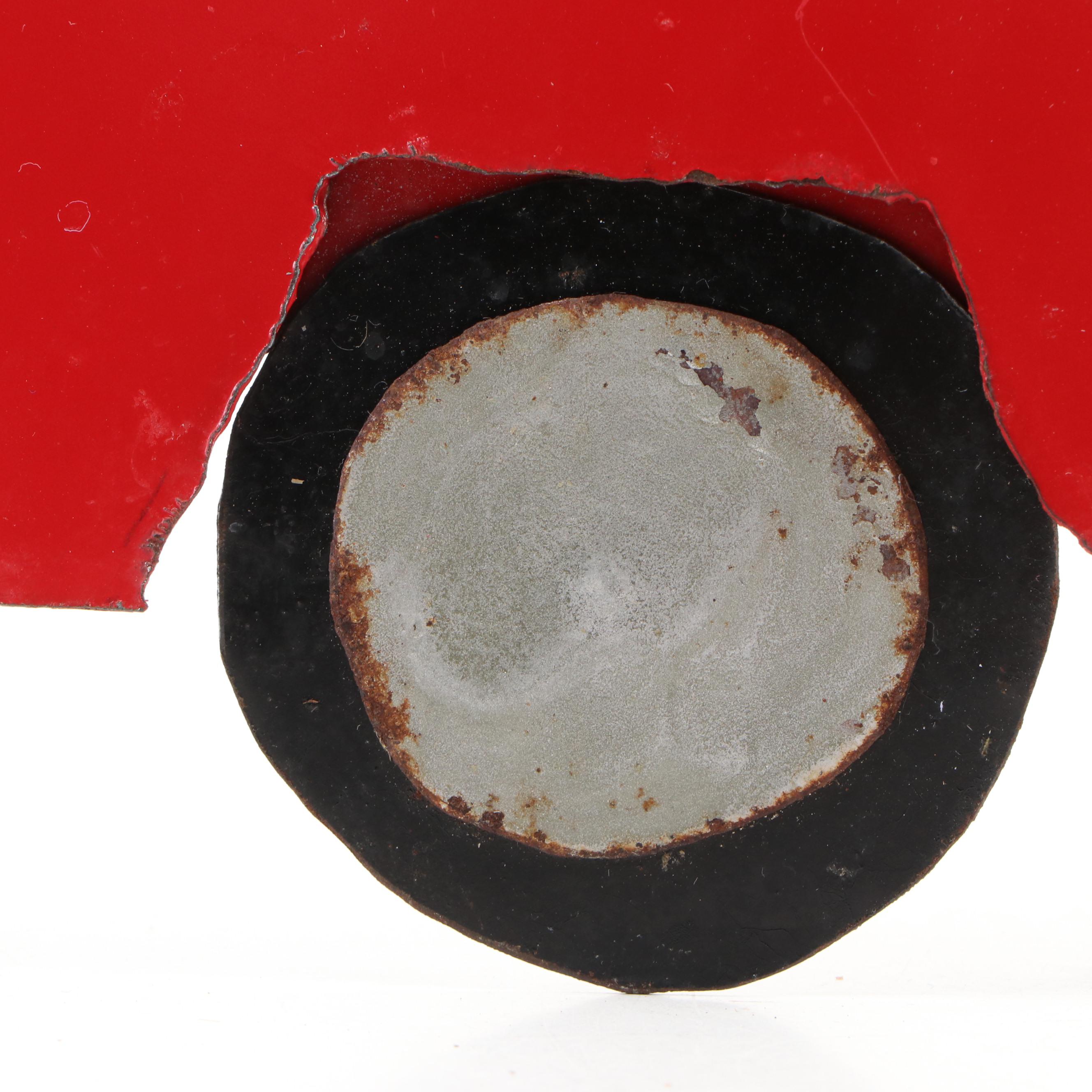 Outsider Art Painted Scrap Steel Wall Sculpture of Chickens in Pickup Truck