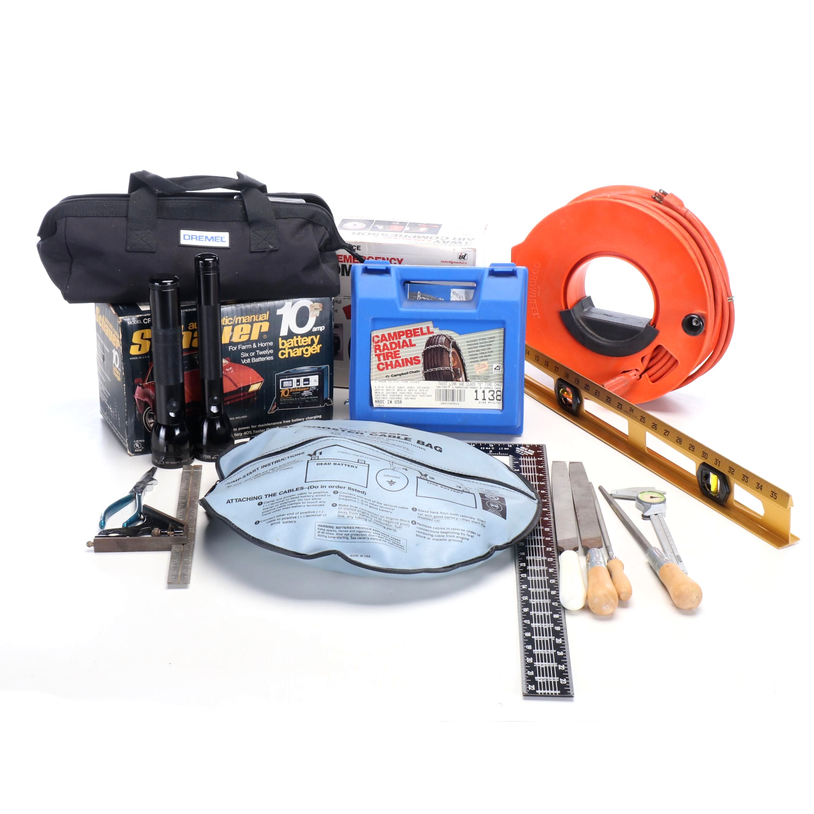 Interdynamics Air Compressor with Tire Chains, Battery Charger and More